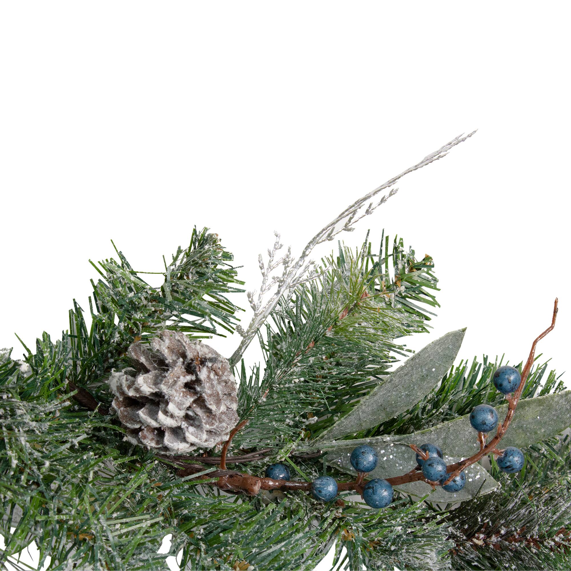 Blueberries & Snowy Pine Cones Mixed Pine Artificial Garland, Unlit