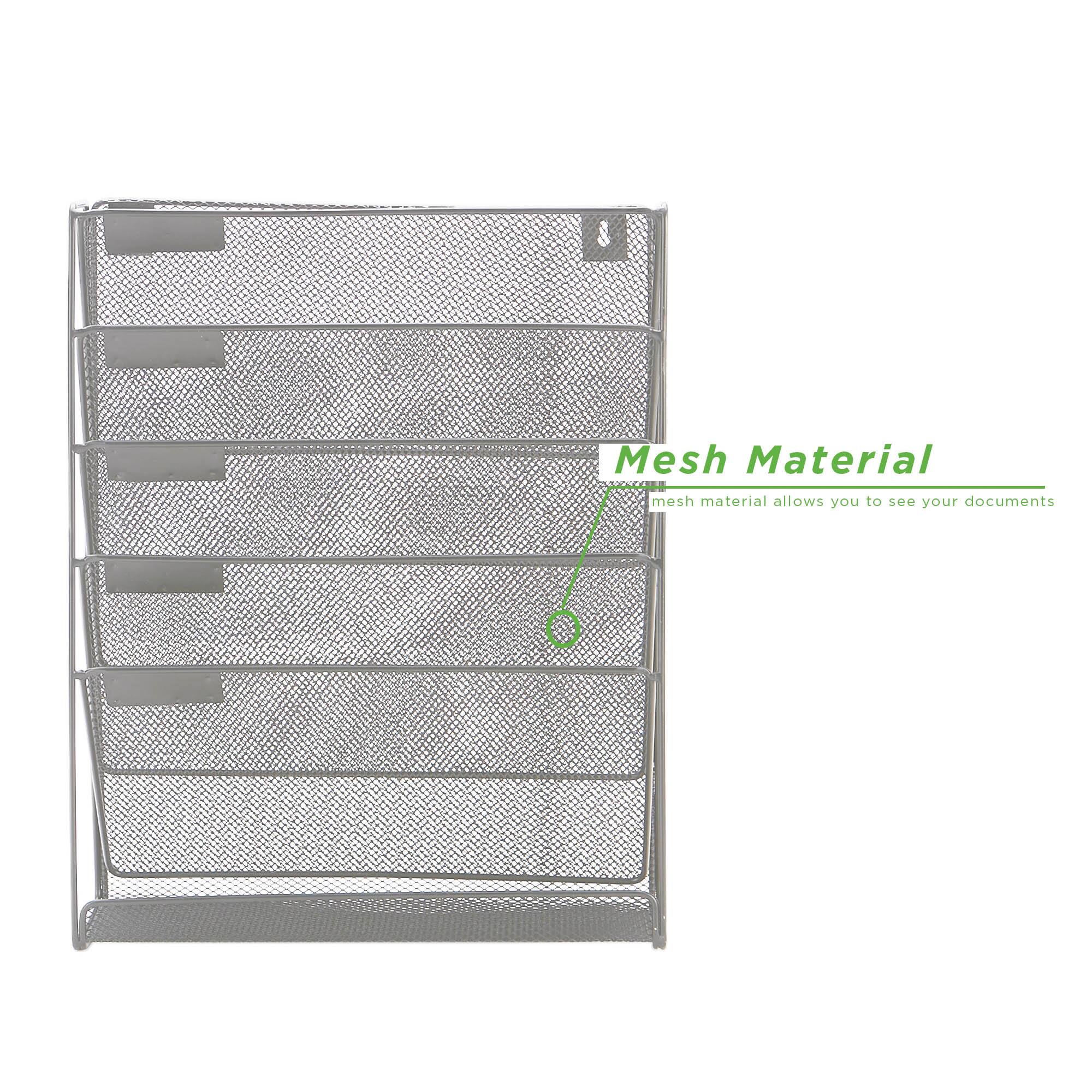 Mind Reader 6 Compartment Vertical Hanging Wall File & Chart Organizer