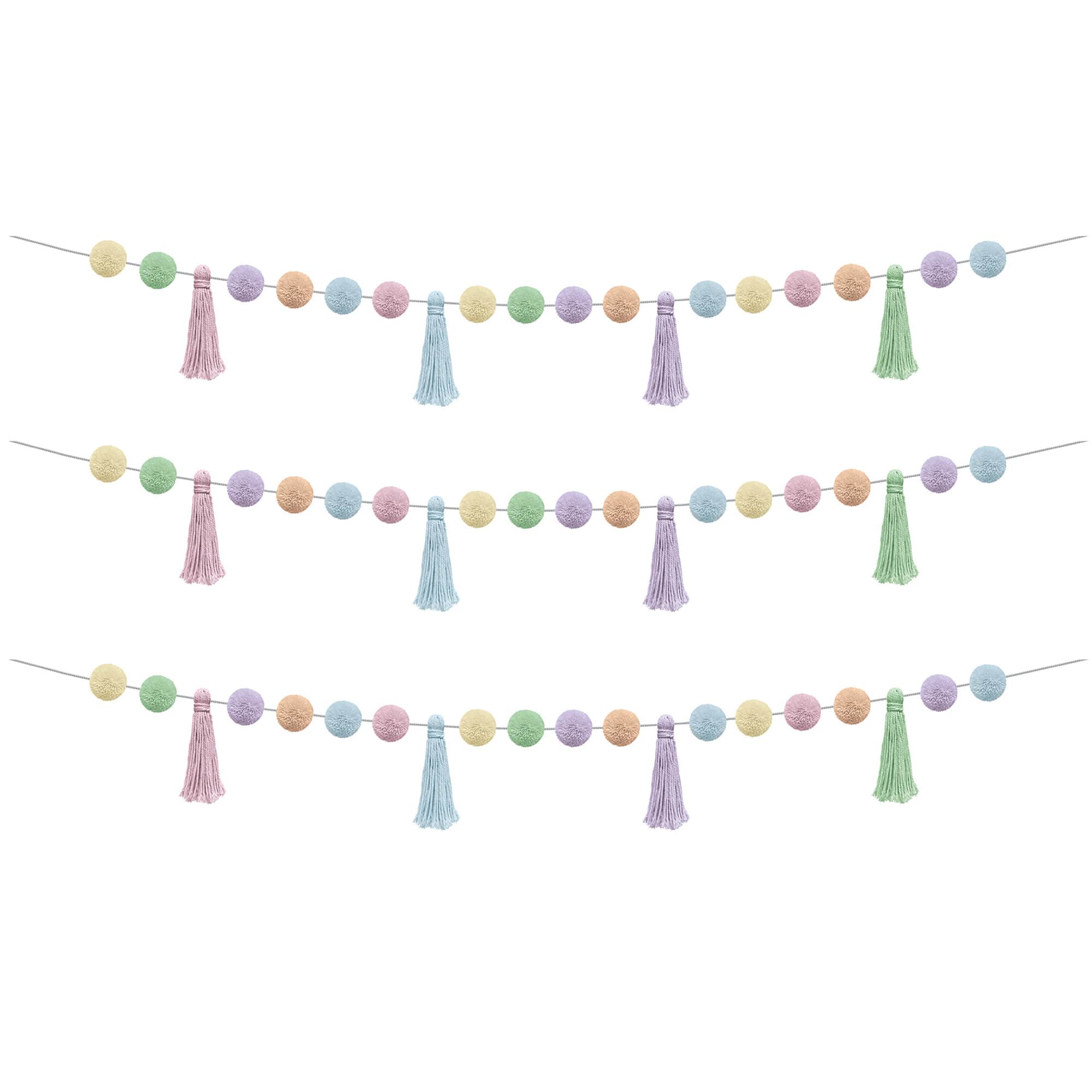 Teacher Created Resources® 60" Pastel Pop Pom-Poms and Tassels Garland, 3ct.
