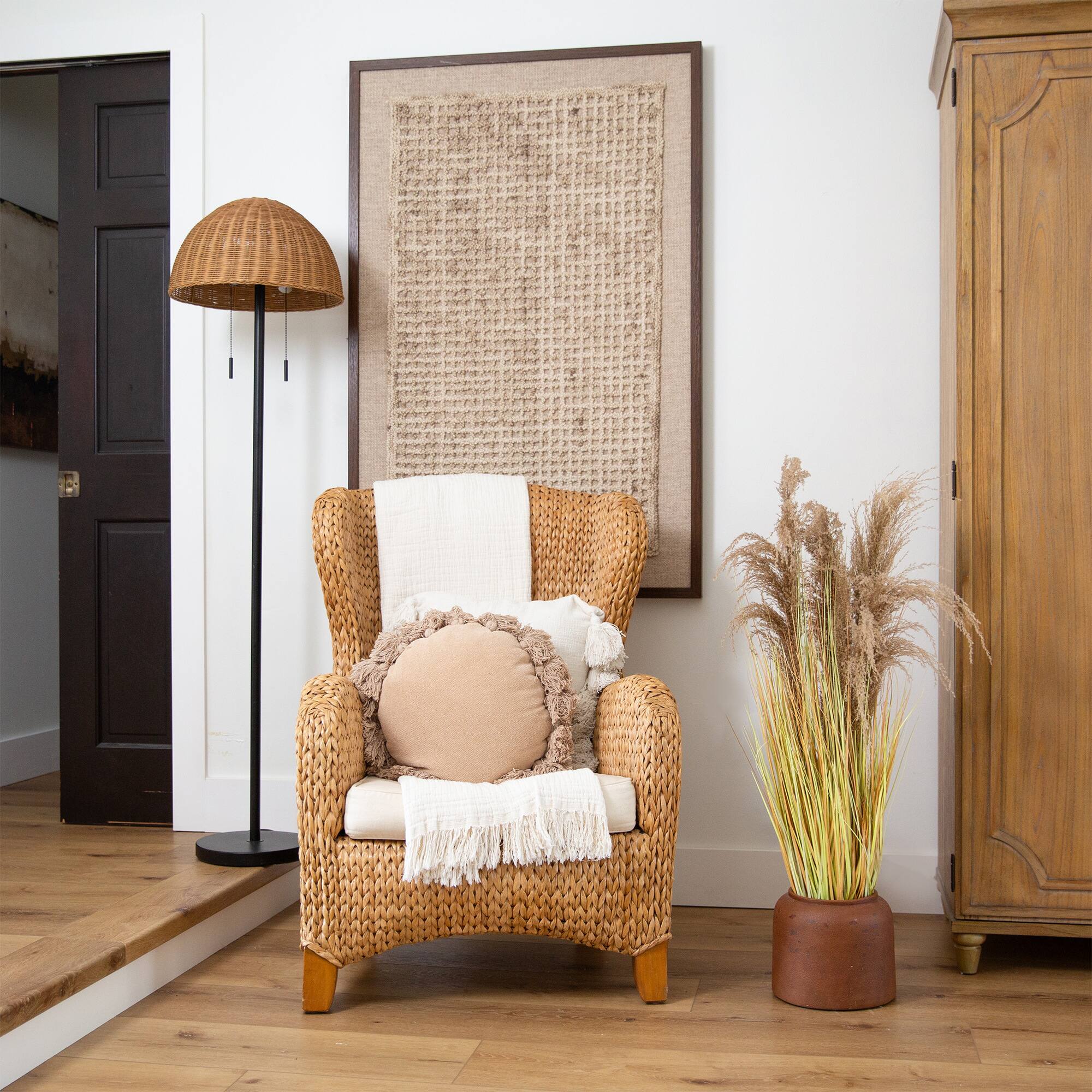 4ft. Golden Yellow, Green & Brown Potted Artificial Pampas Grass