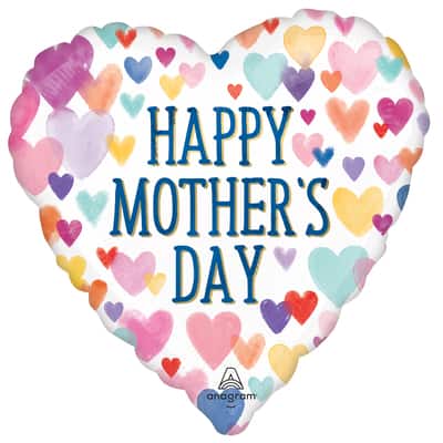 17" Happy Mother's Day Sprinkled Hearts Foil Balloon image