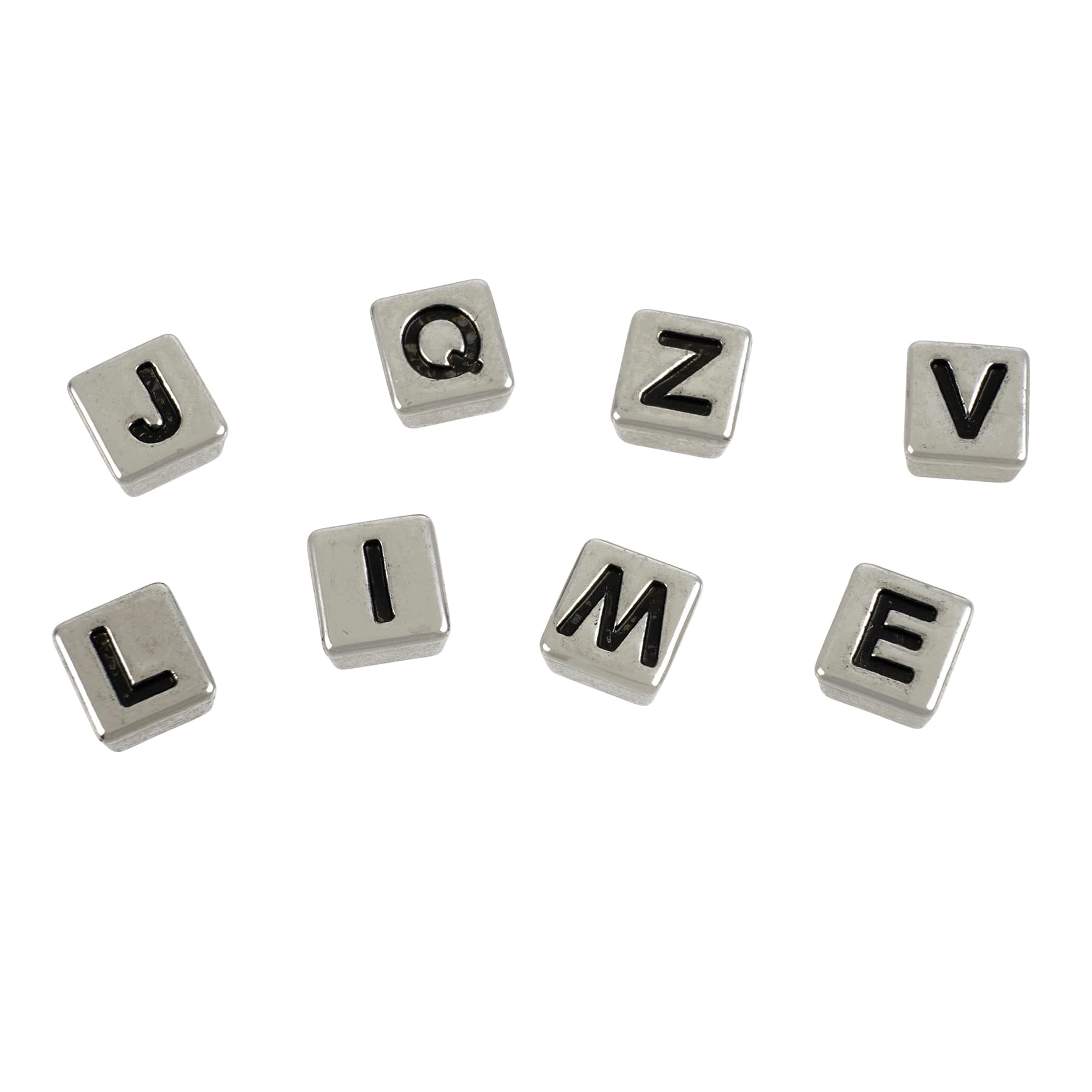 Rhodium Alphabet Plastic Craft Beads, 8mm by Bead Landing&#x2122;