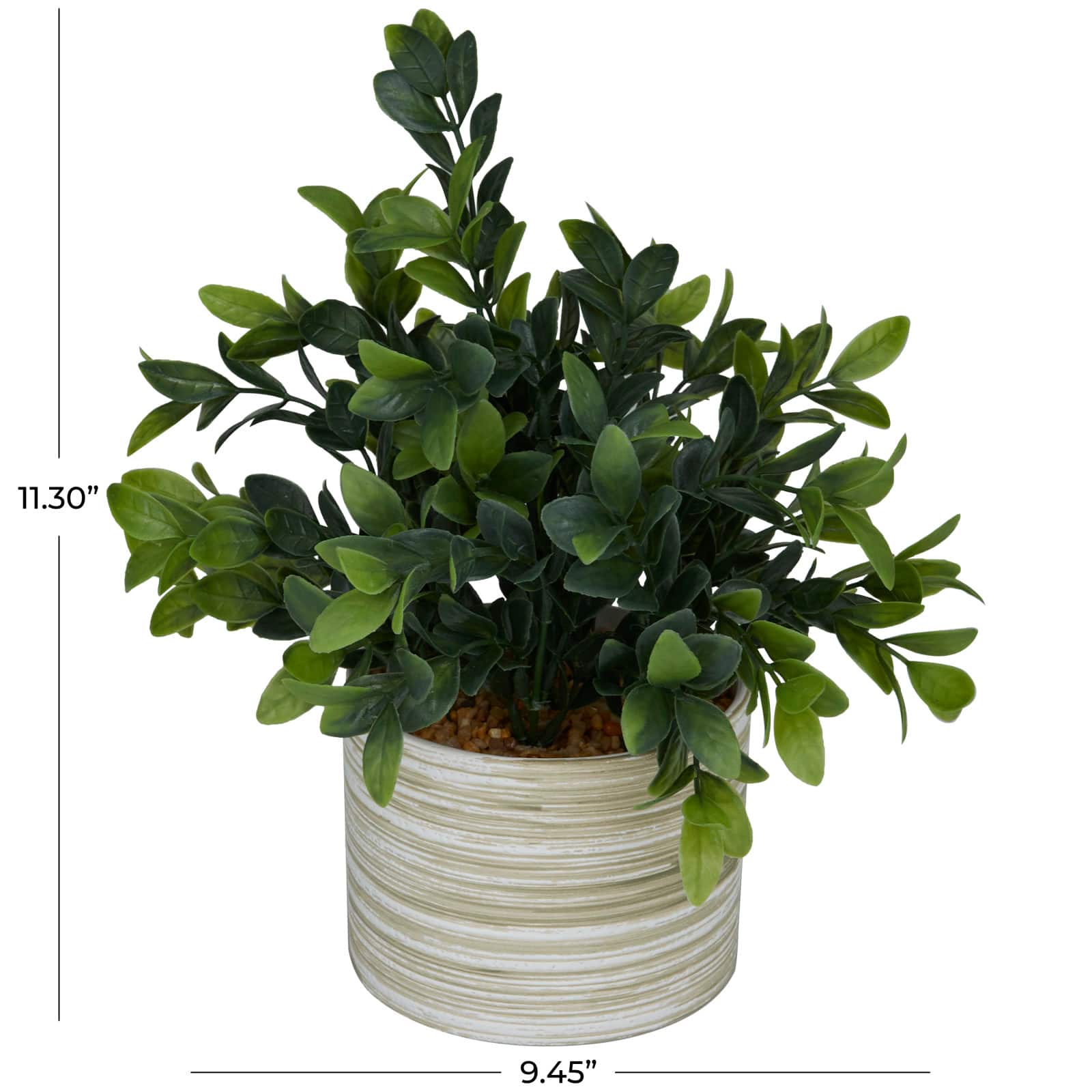 11" Green Faux Foliage Eucalyptus Artificial Plant with Patterned Porcelain Pot