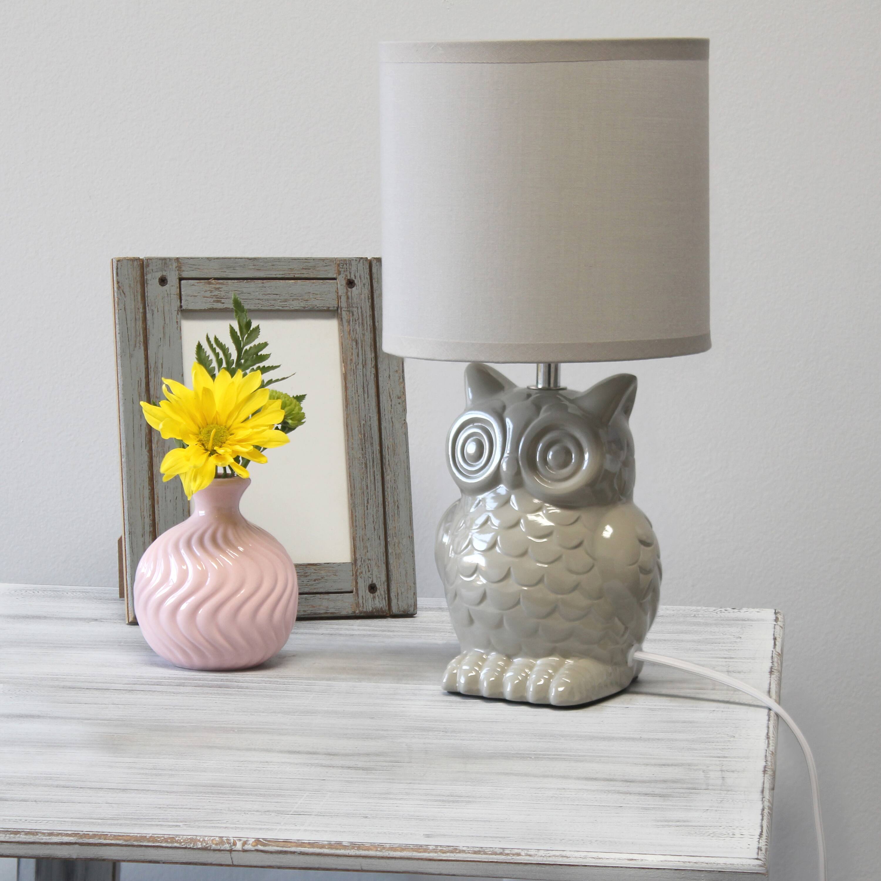 Simple Designs 13&#x22; Ceramic Owl Table Lamp