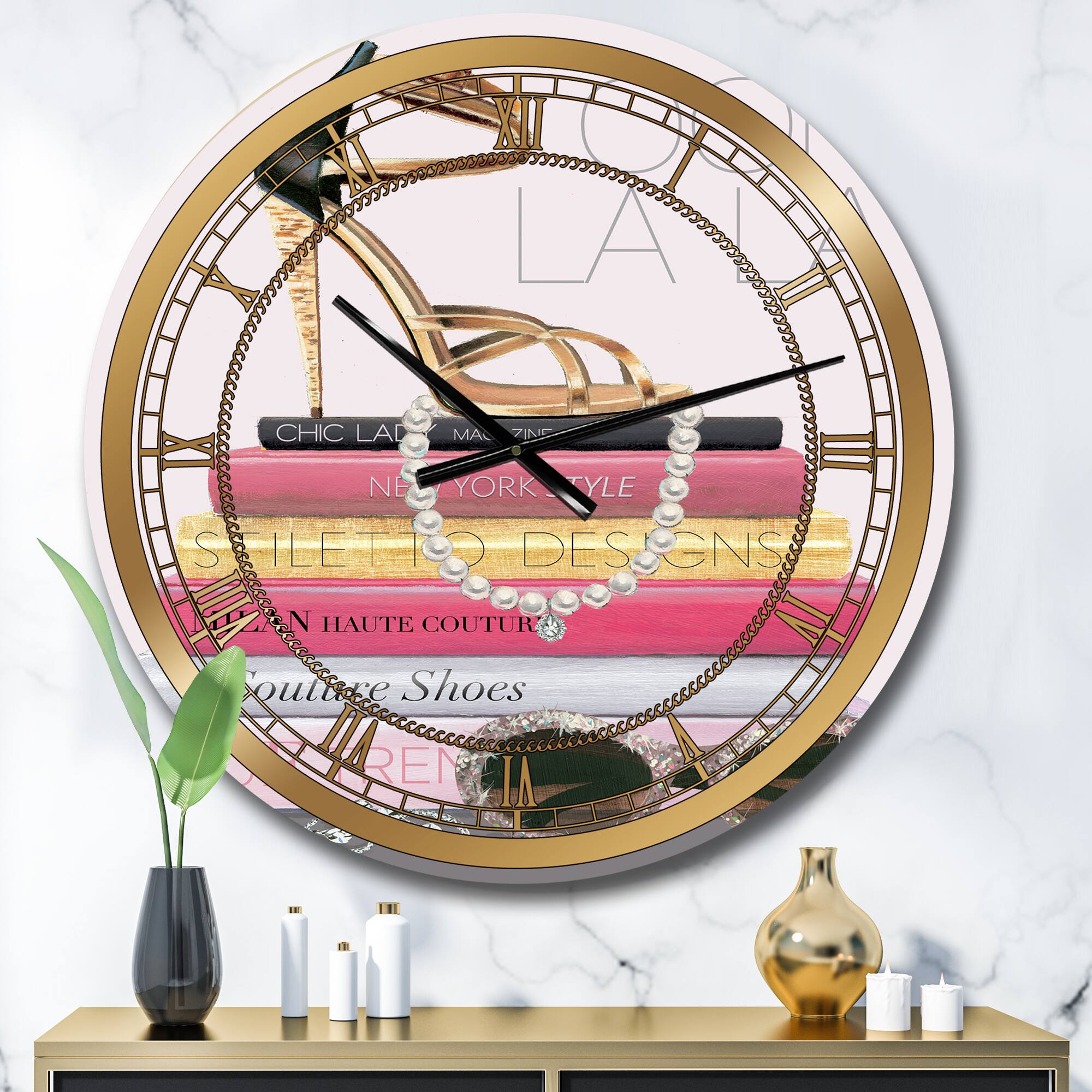 Designart 'Paris Glamourous Gold Style Ii Glam Wall Clock