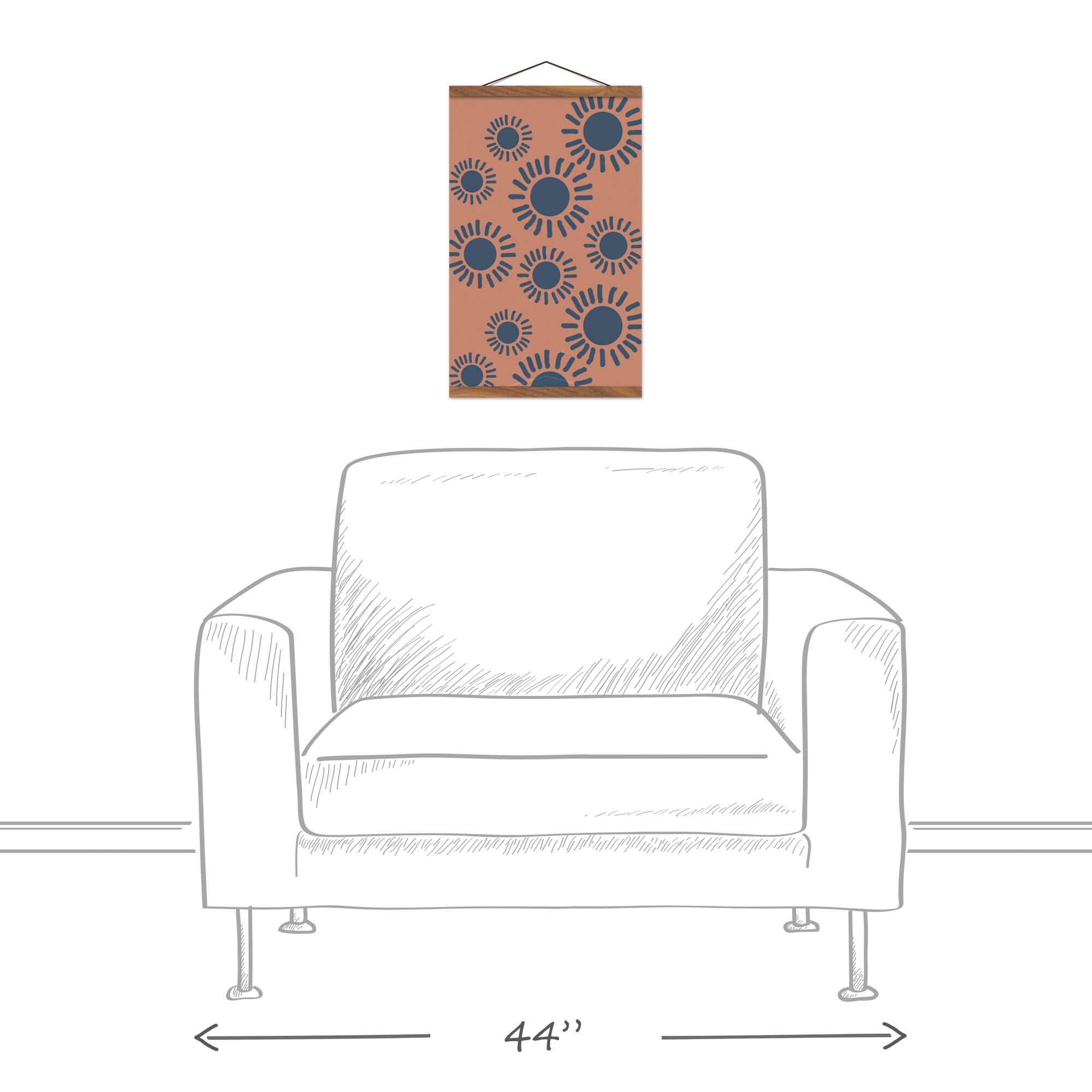 Circle Burst Clay 12" x 18" Teak Hanging Canvas