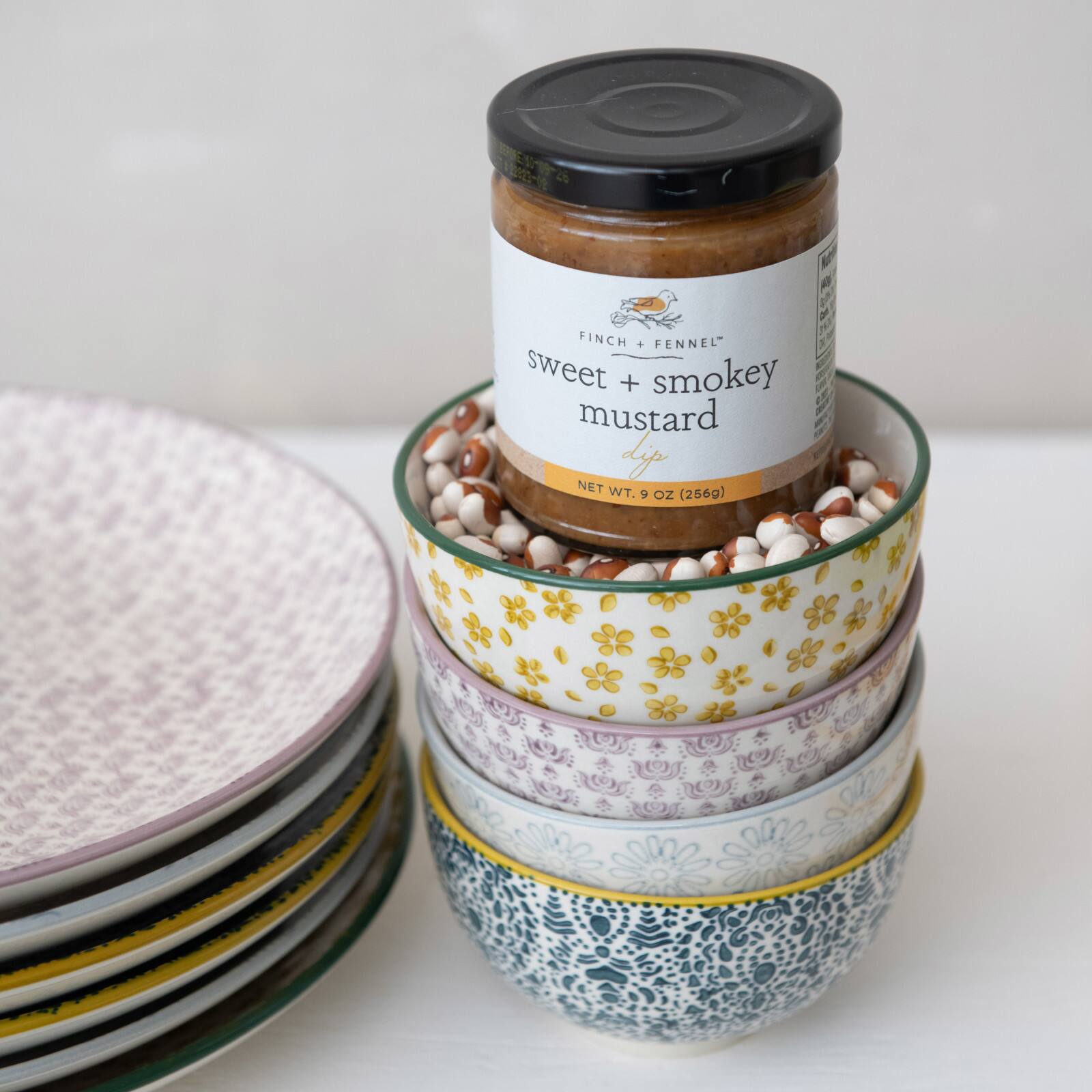 Hello Honey® 4.5" Floral Mosaic Stoneware Bowl Set