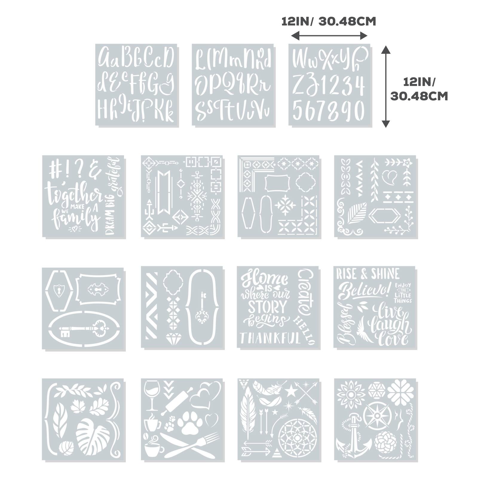 ArtSkills® Plastic Letter Stencil Sets with Designs, Numbers & Phrases, 3ct.