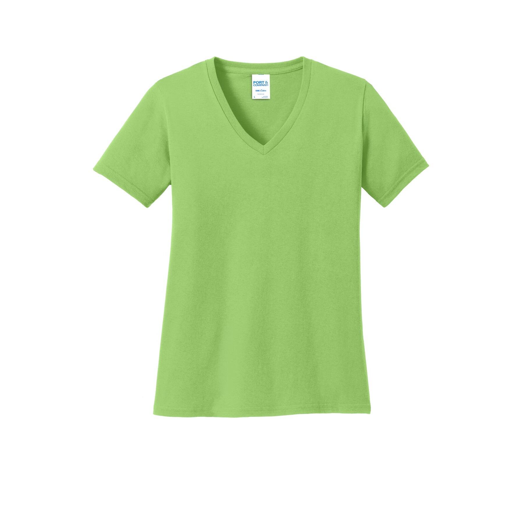 Port & Company® Brights Core Cotton V-Neck Ladies T-Shirt