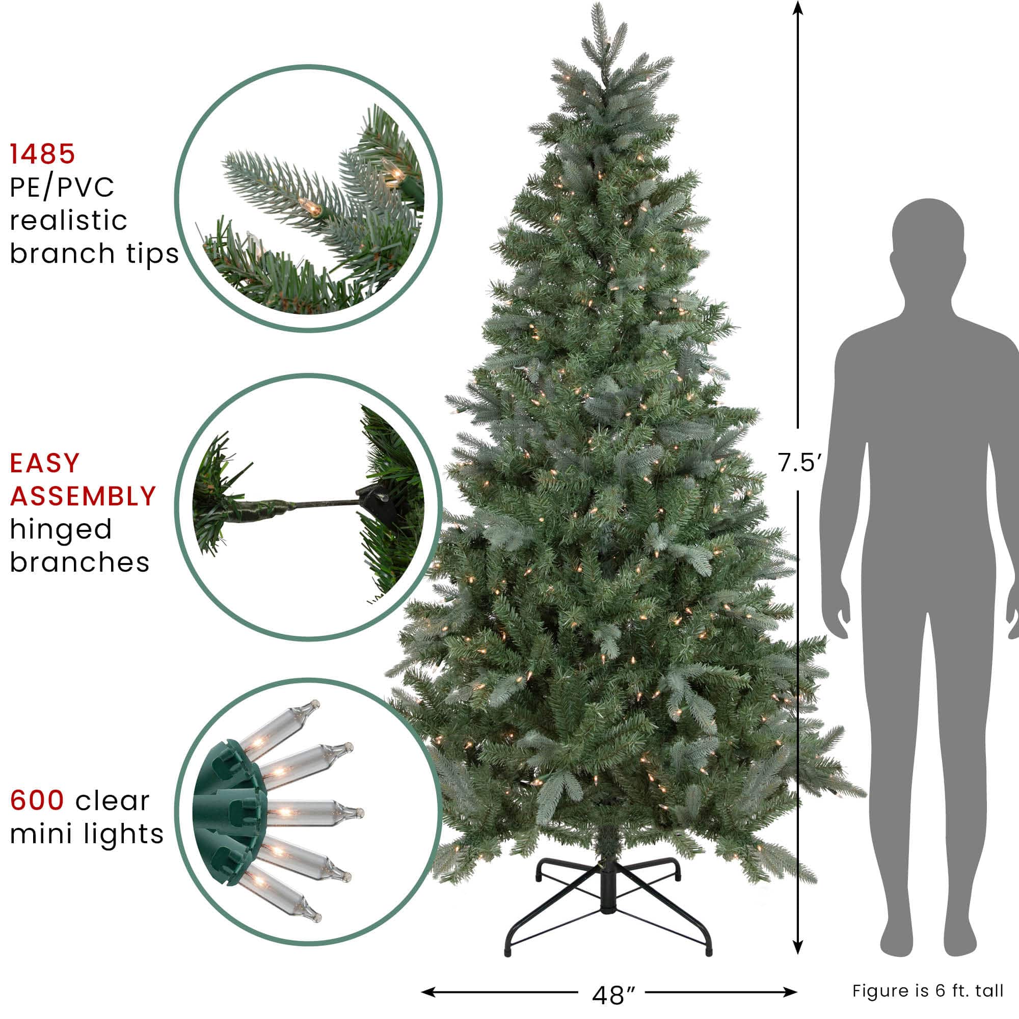 7.5ft. Pre-Lit Real Touch&#x2122; Granville Fraser Fir Slim Artificial Christmas Tree, Clear Lights