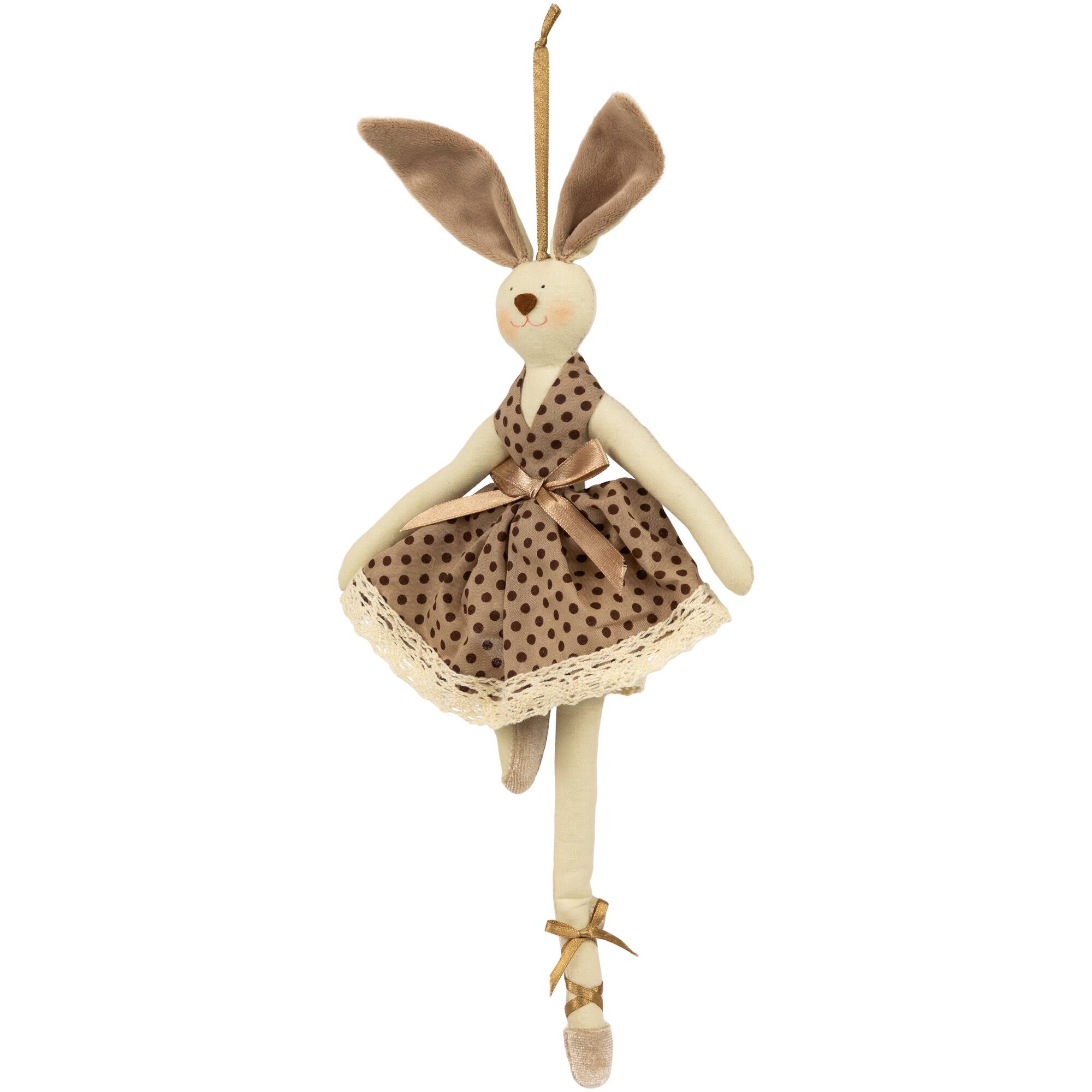 13&#x22; Brown Plush Ballerina Bunny Hanging Easter D&#xE9;cor