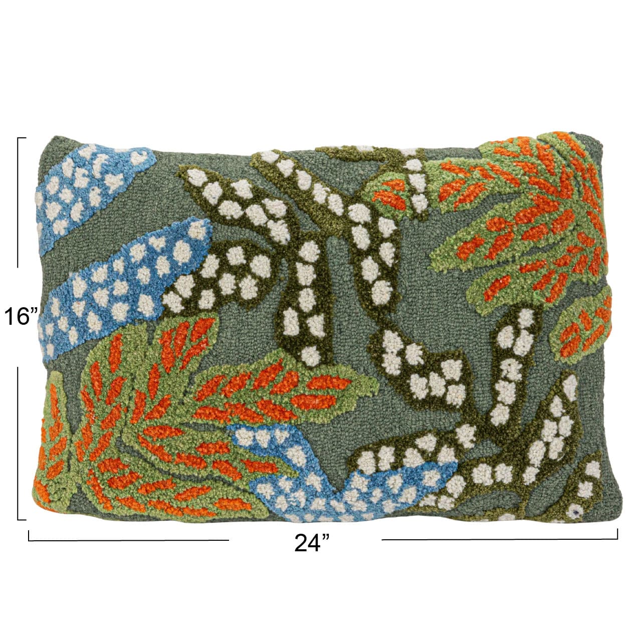 Hello Honey&#xAE; 24&#x22; x 16&#x22; Green Multicolor Tufted Fabric Lumbar Pillow