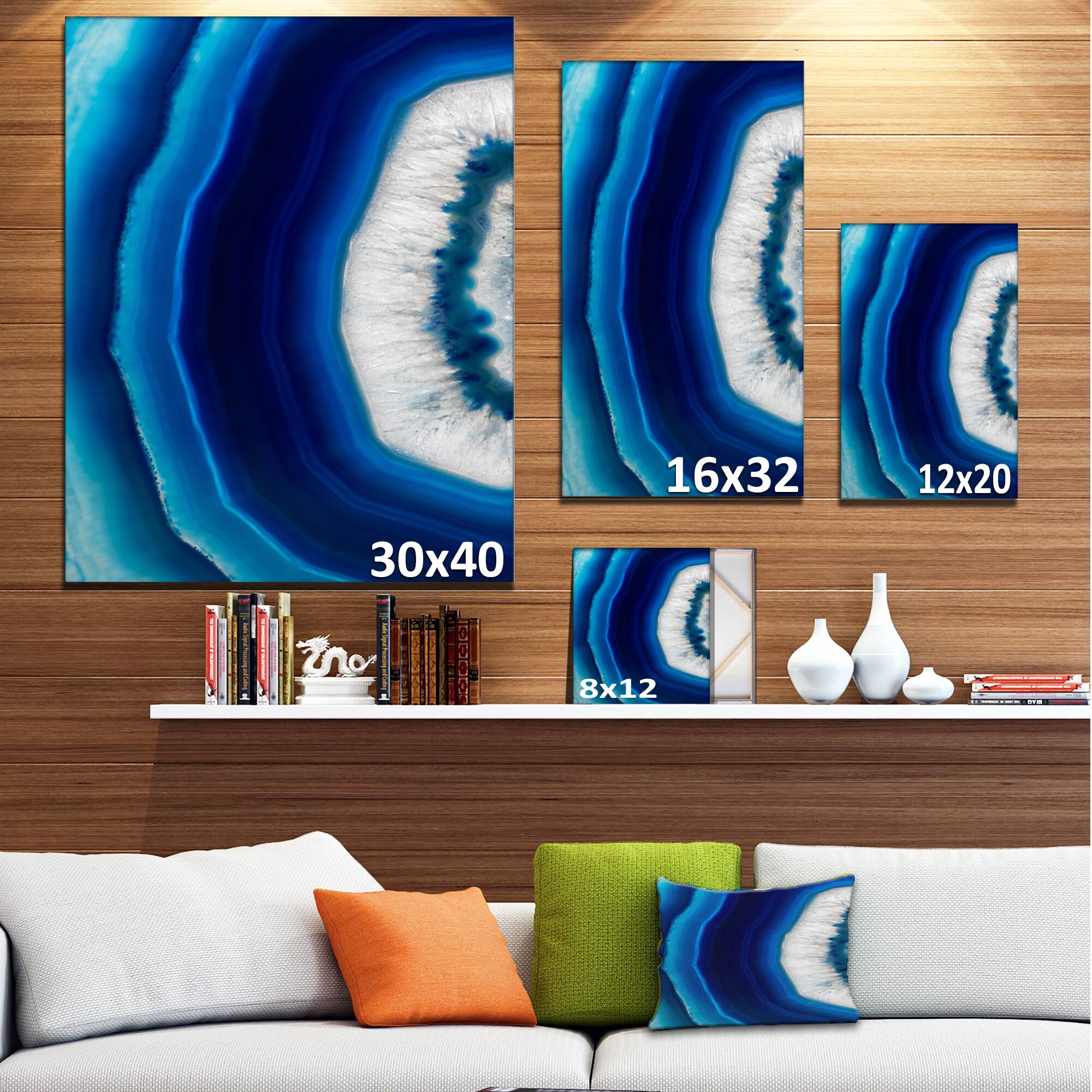 Designart - Blue Agate Crystal - Abstract Canvas art print