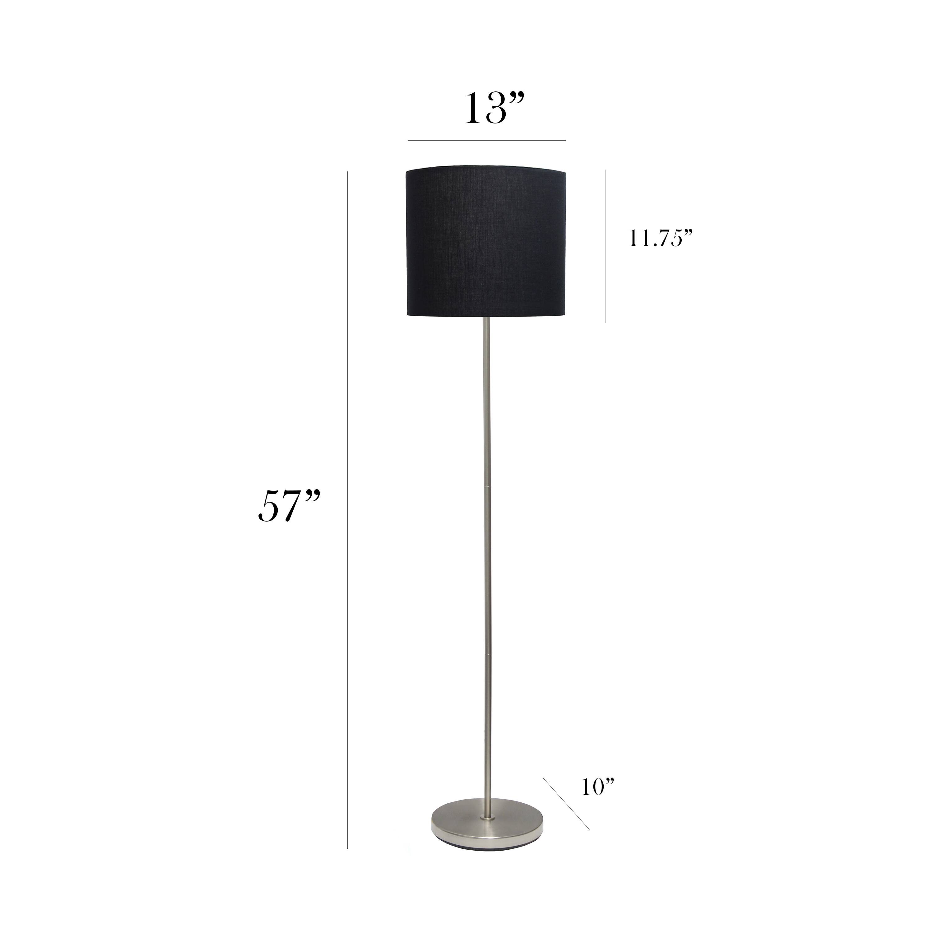 Simple Designs 57&#x22; Brushed Nickel Drum Shade Floor Lamp