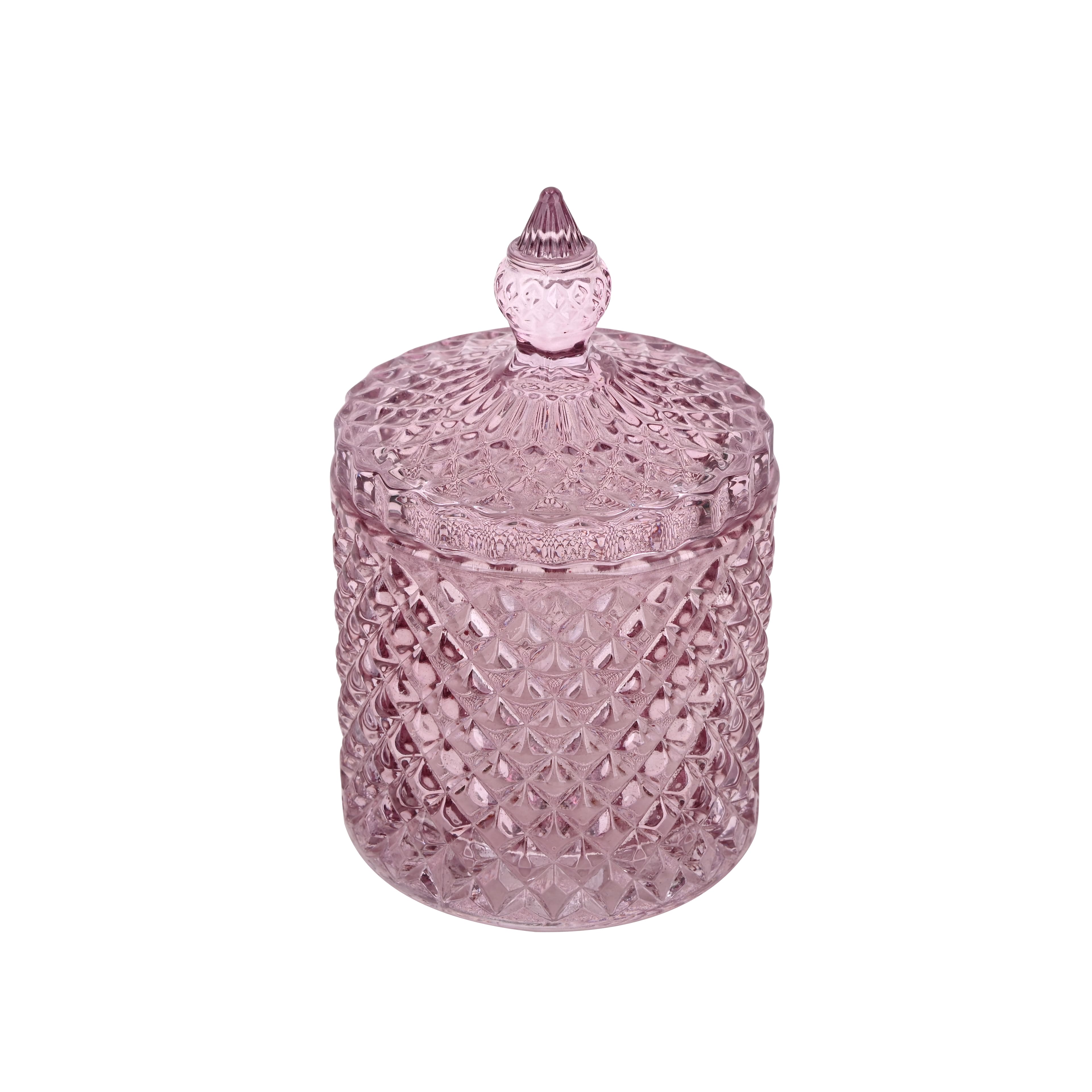 5&#x22; Pink Diamond Beveled Glass Container with Lid by Ashland&#xAE;