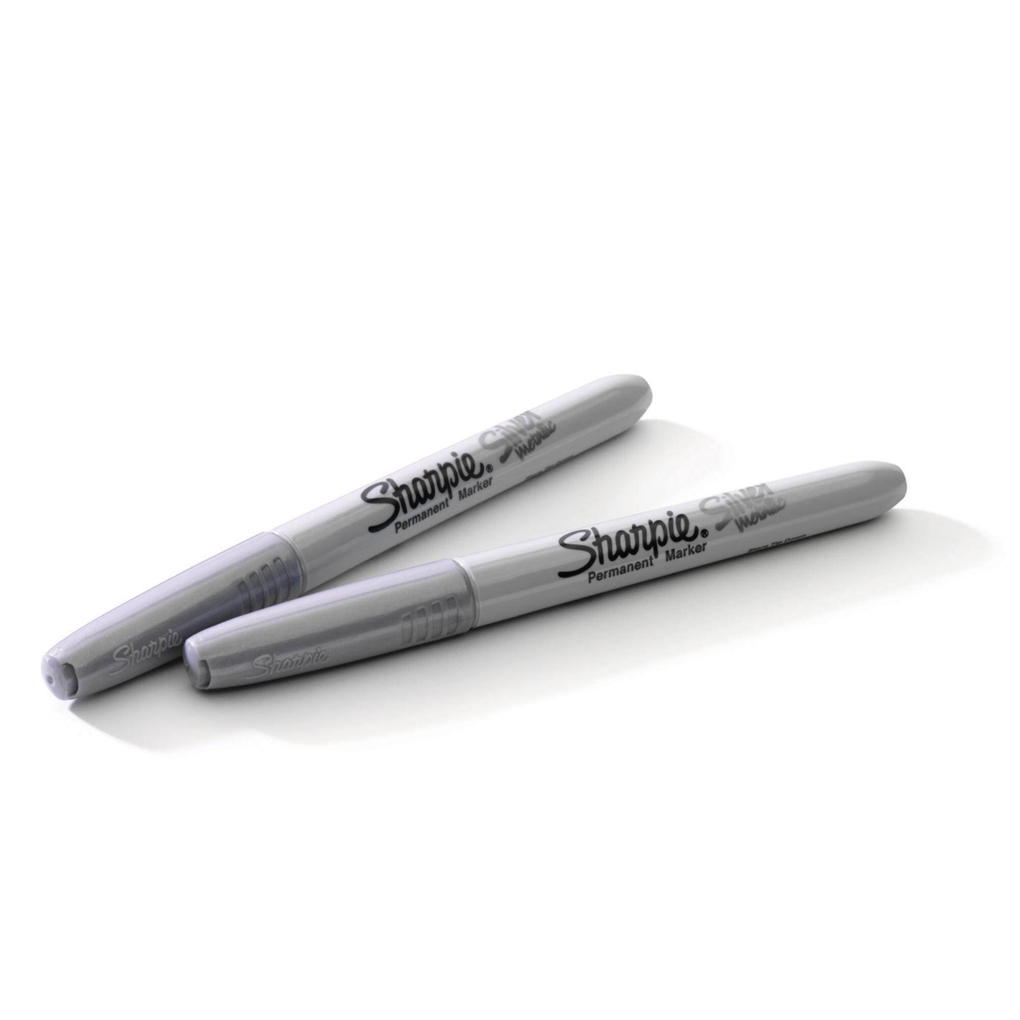 Sharpie 39108PP Fine Point Metallic Silver Permanent Marker, 2 Markers