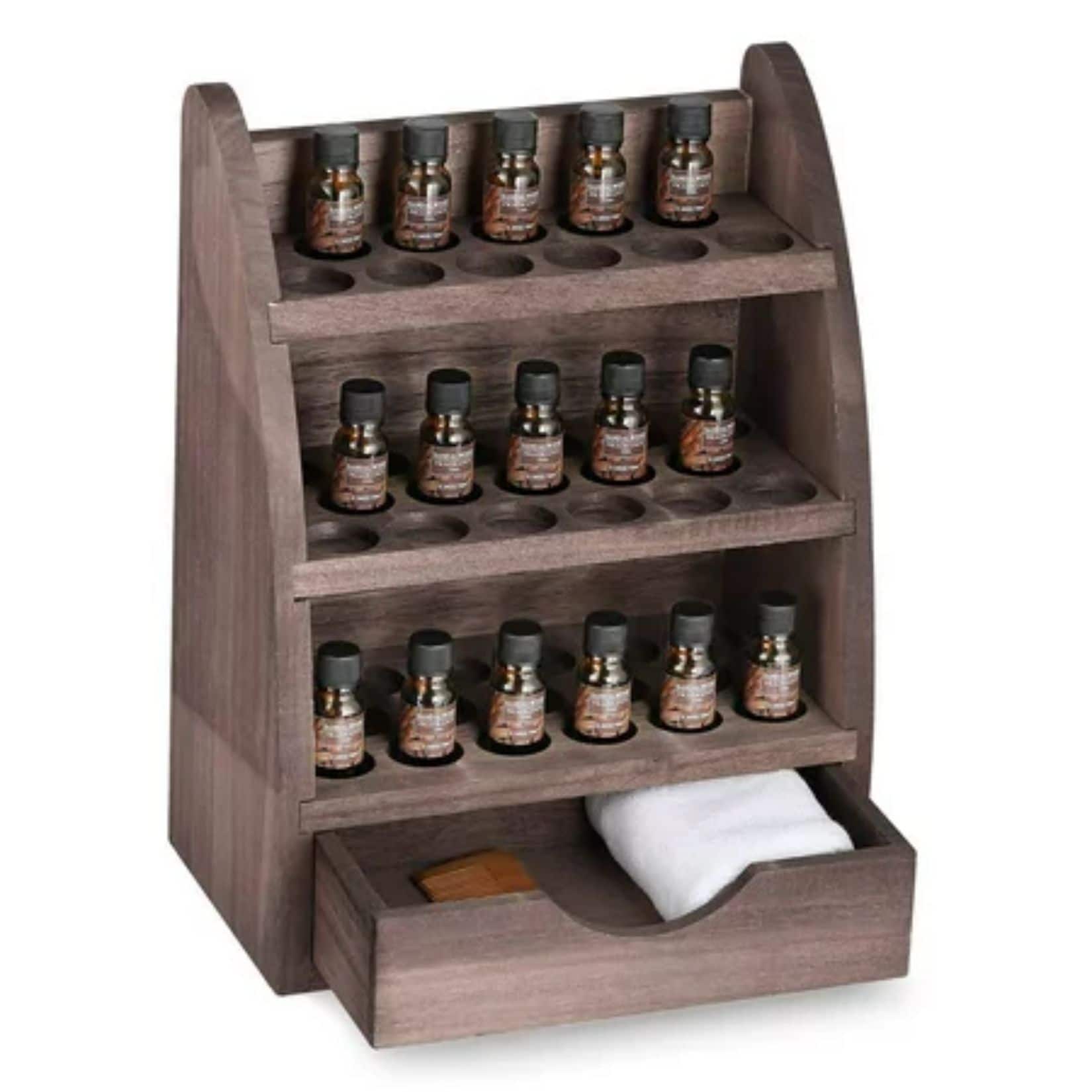 NEX&#x2122; 3 Tier Rustic Wooden Essential Oil/Nail Polish Holder with Drawer