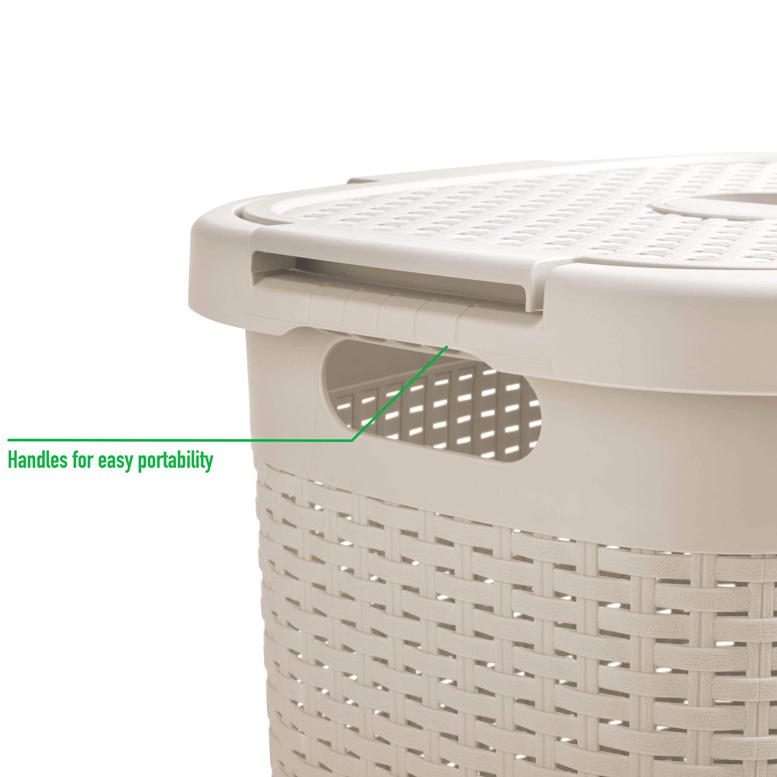 Mind Reader 60L Hamper Laundry Basket with Cutout Handles