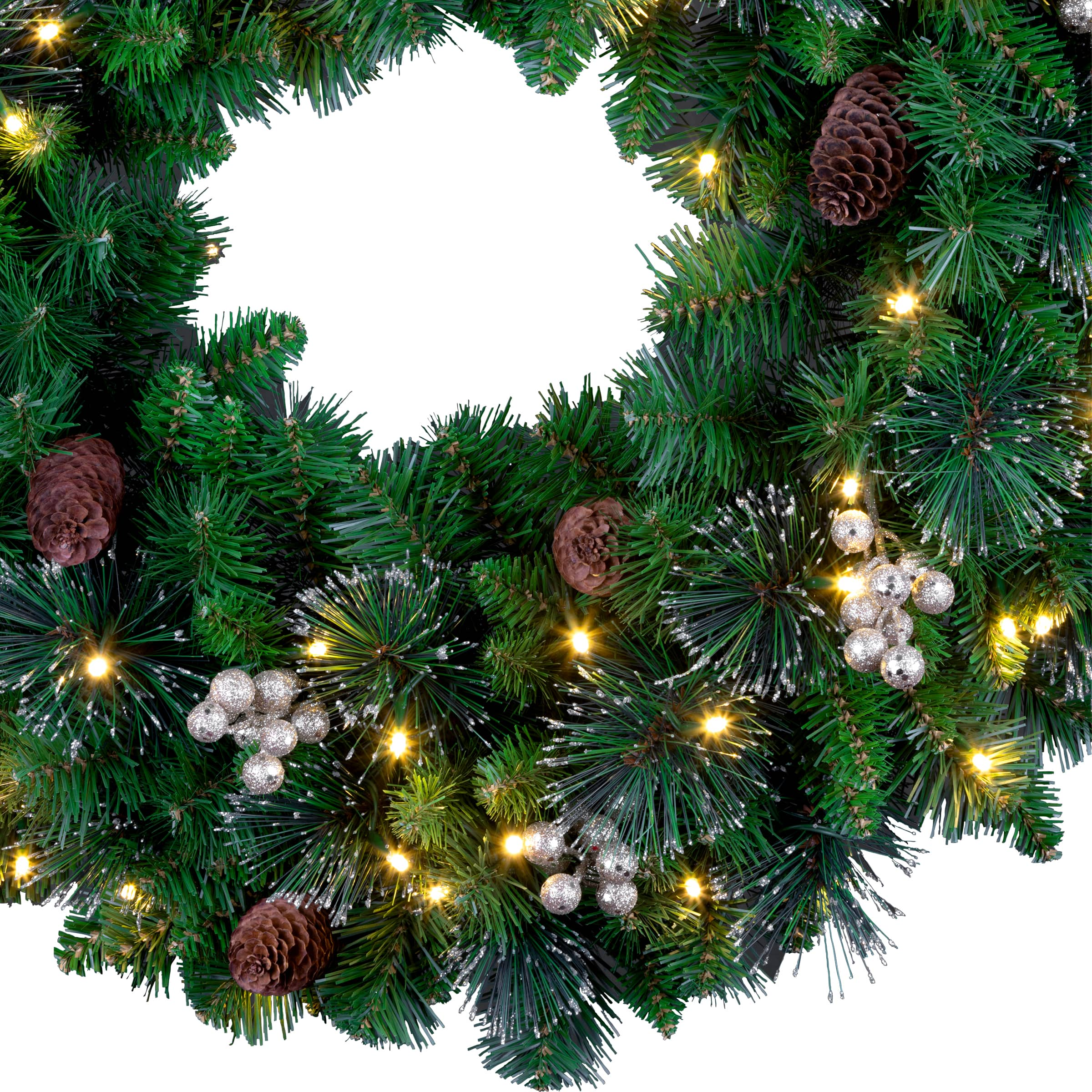 24&#x22; Crestwood&#xAE; Clear Lights Pre-Lit Gold Spruce Wreath