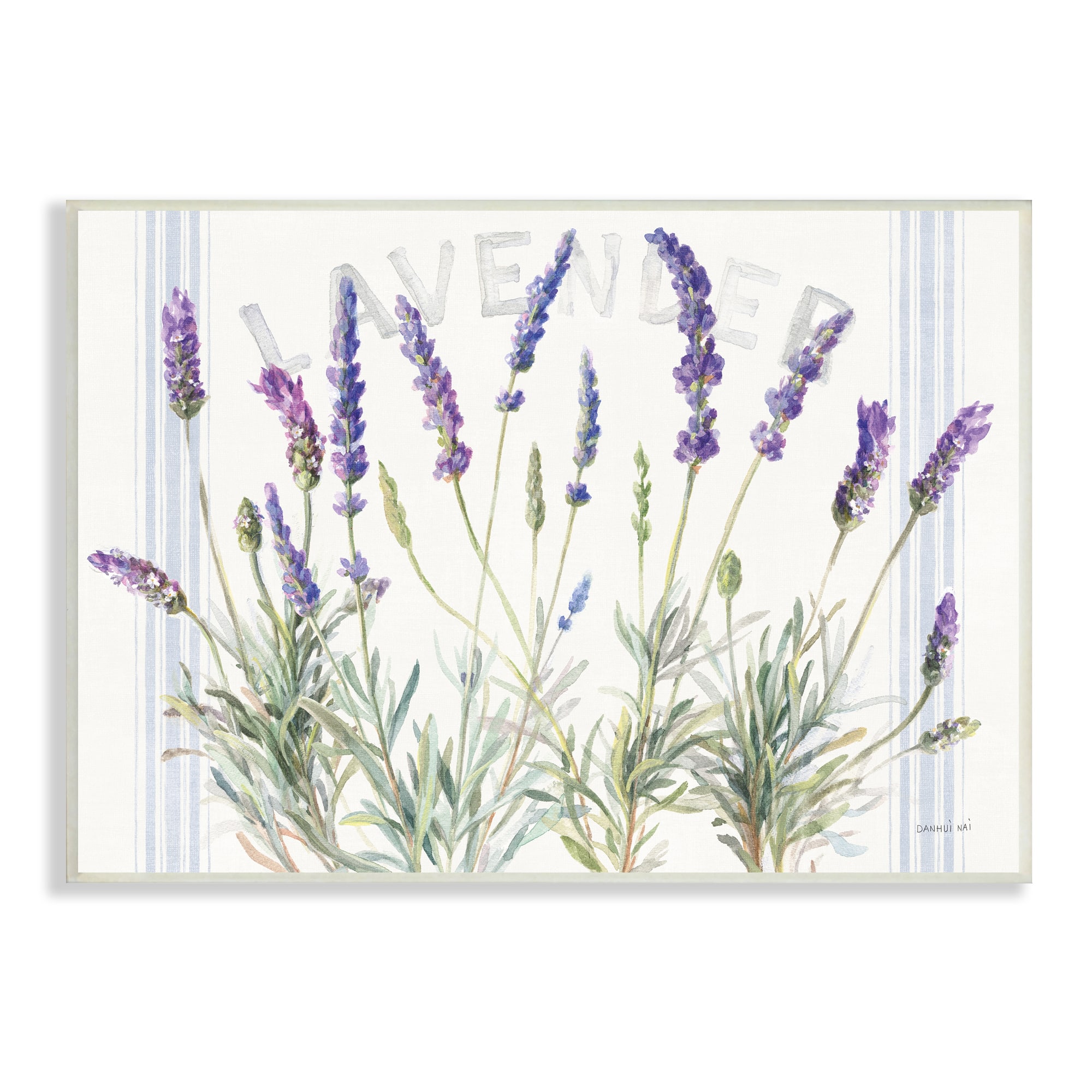 Stupell Industries Lavender Floral Cluster Farmhouse Bistro Stripes Wall Plaque