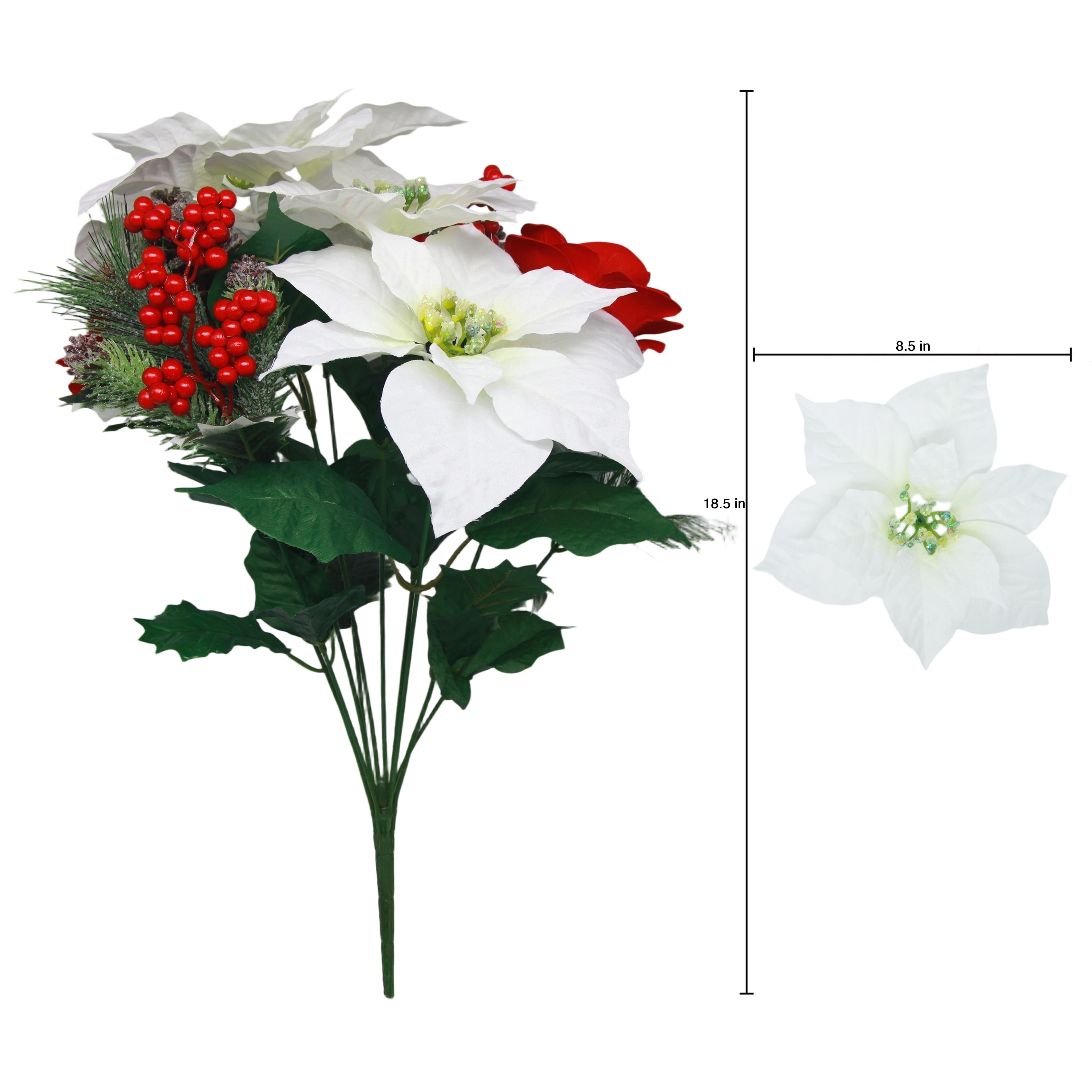 18.5&#x22; White Poinsettia &#x26; Red Rose Mix Deluxe Bush by Ashland&#xAE;