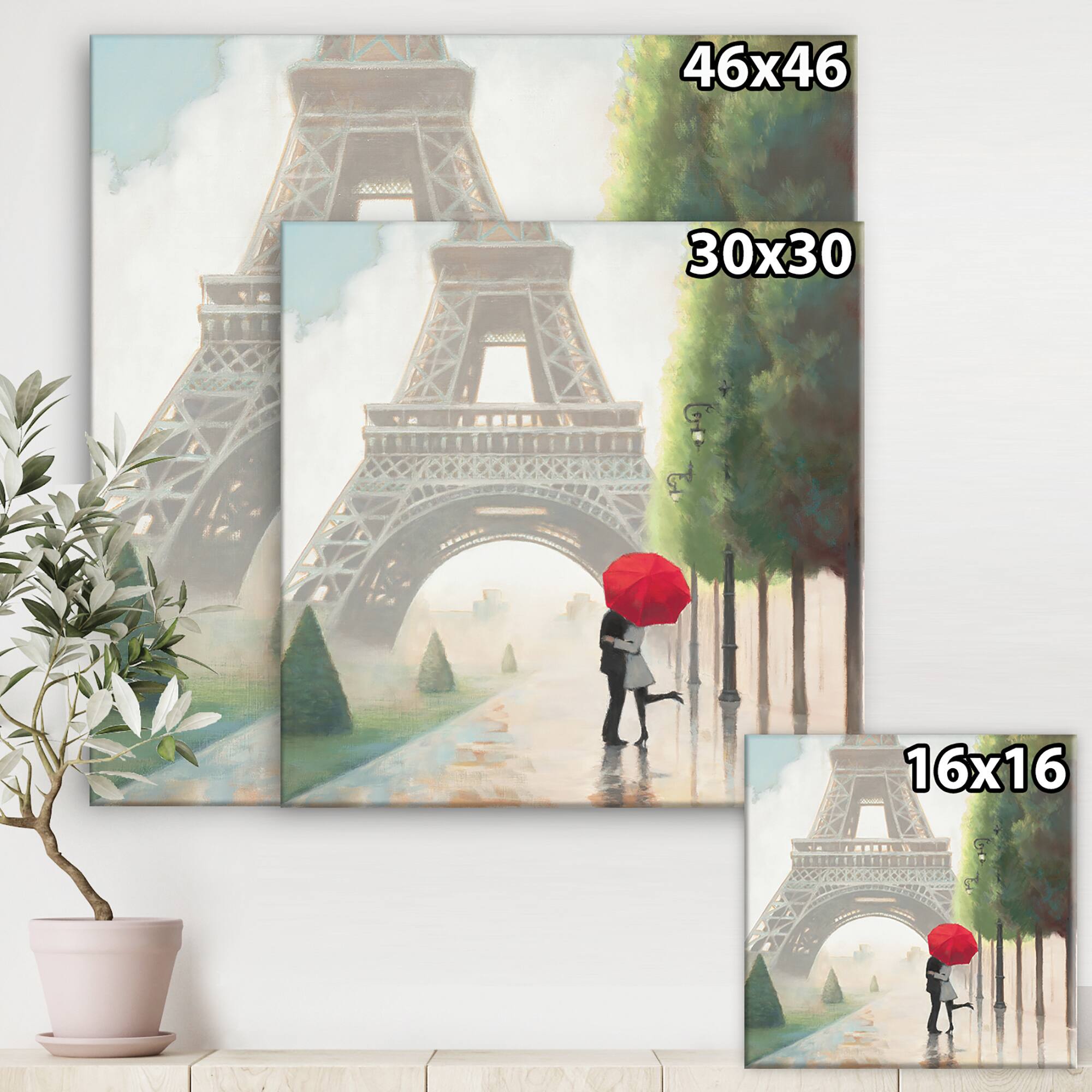 Designart - Paris Romance Couples III - French Country Premium Canvas Wall Art