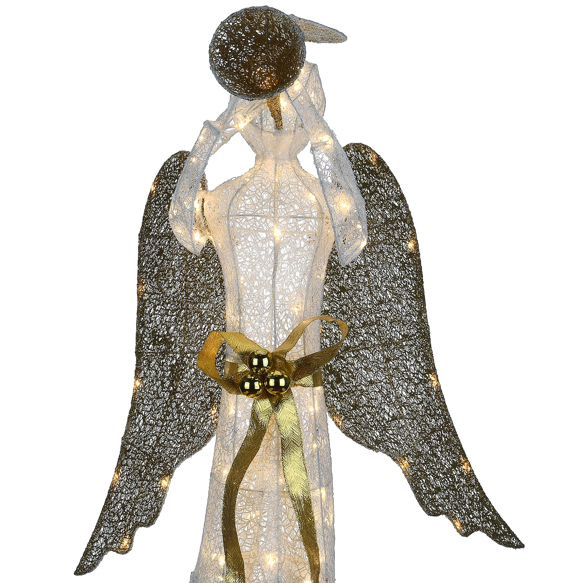 51" Pre-Lit LED Gold & White Trumpeting Angel