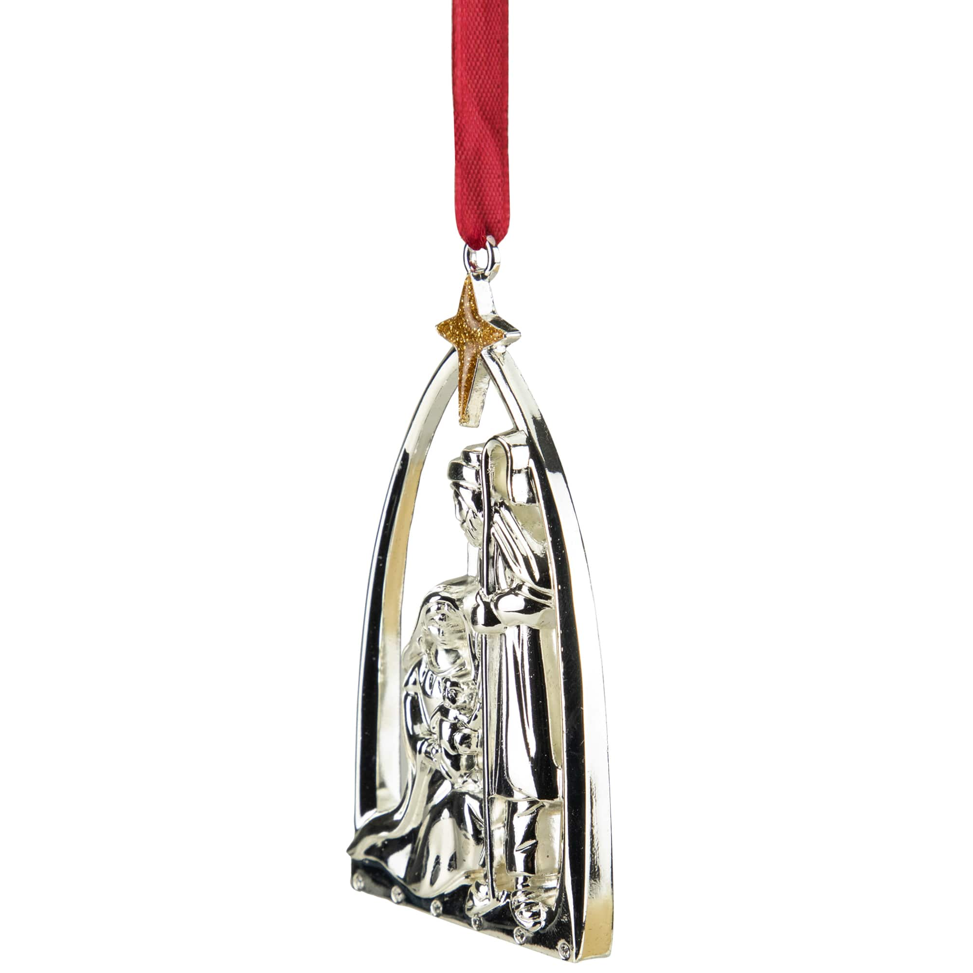 3.75&#x22; Gold &#x26; Silver Nativity Scene Ornament