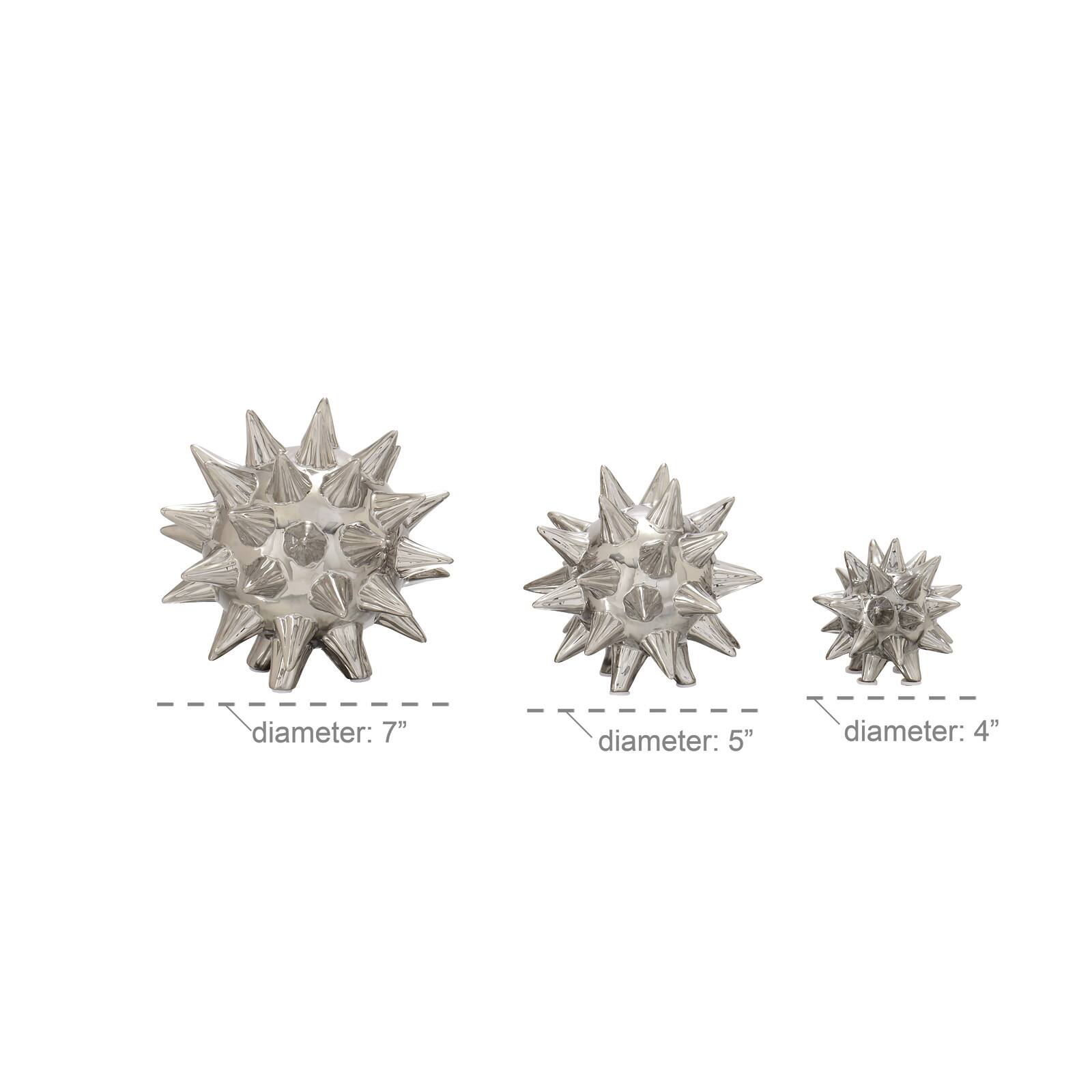 Silver Porcelain Glam Geometric Sculpture Set