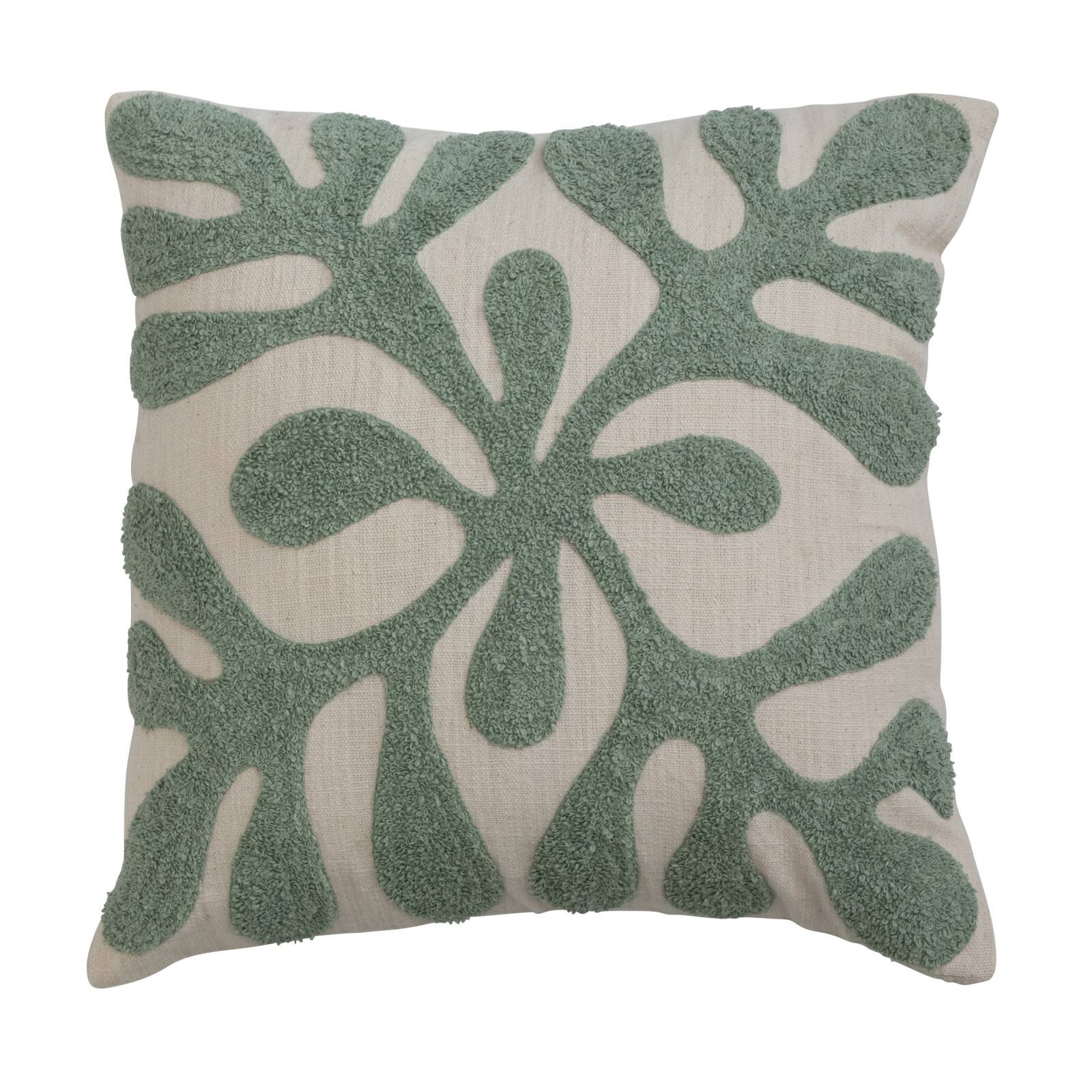 Hello Honey&#xAE; Cream &#x26; Sage Cotton Slub Boucl&#xE9; Embroidery Pillow Cover