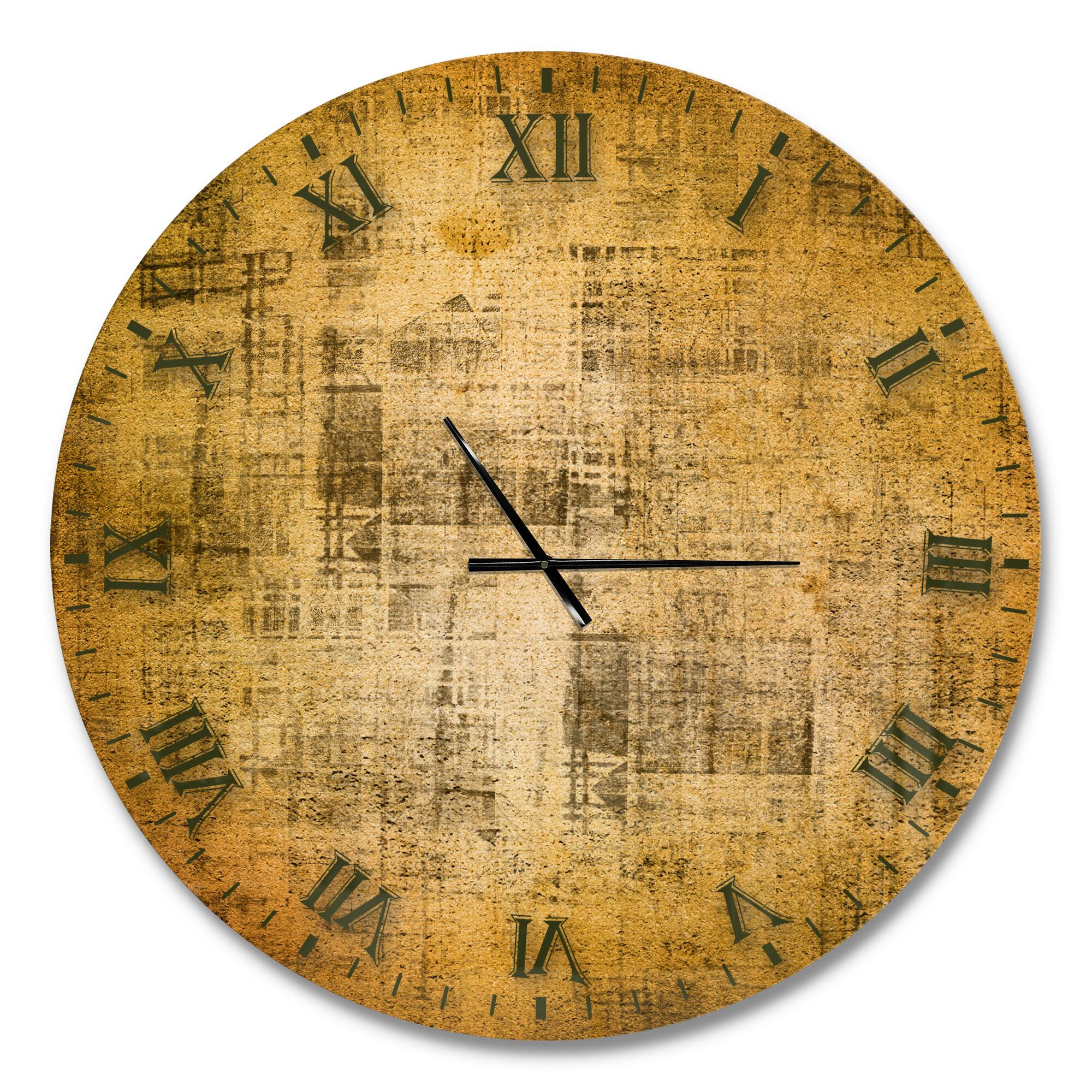 Designart &#x27;Antique Face On Parchment Rustic Wall Clock