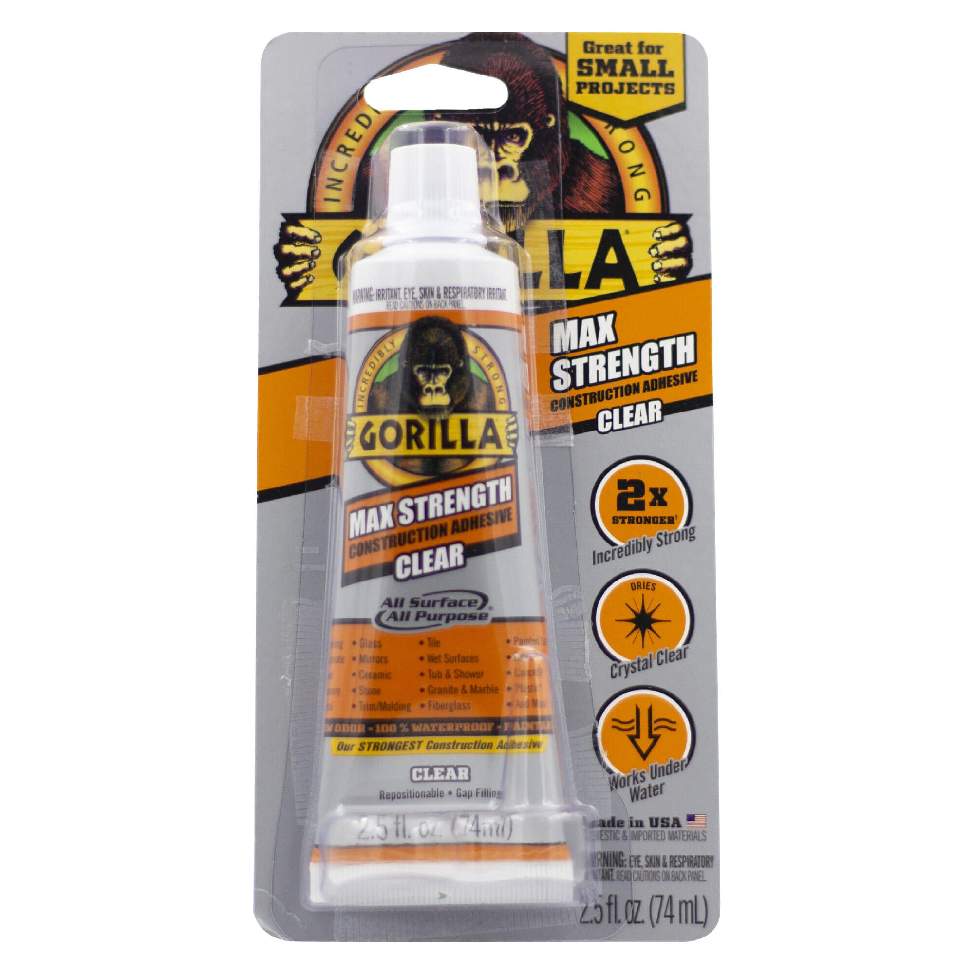 Gorilla Glue® 2.5oz. Max Strength Clear Construction Glue