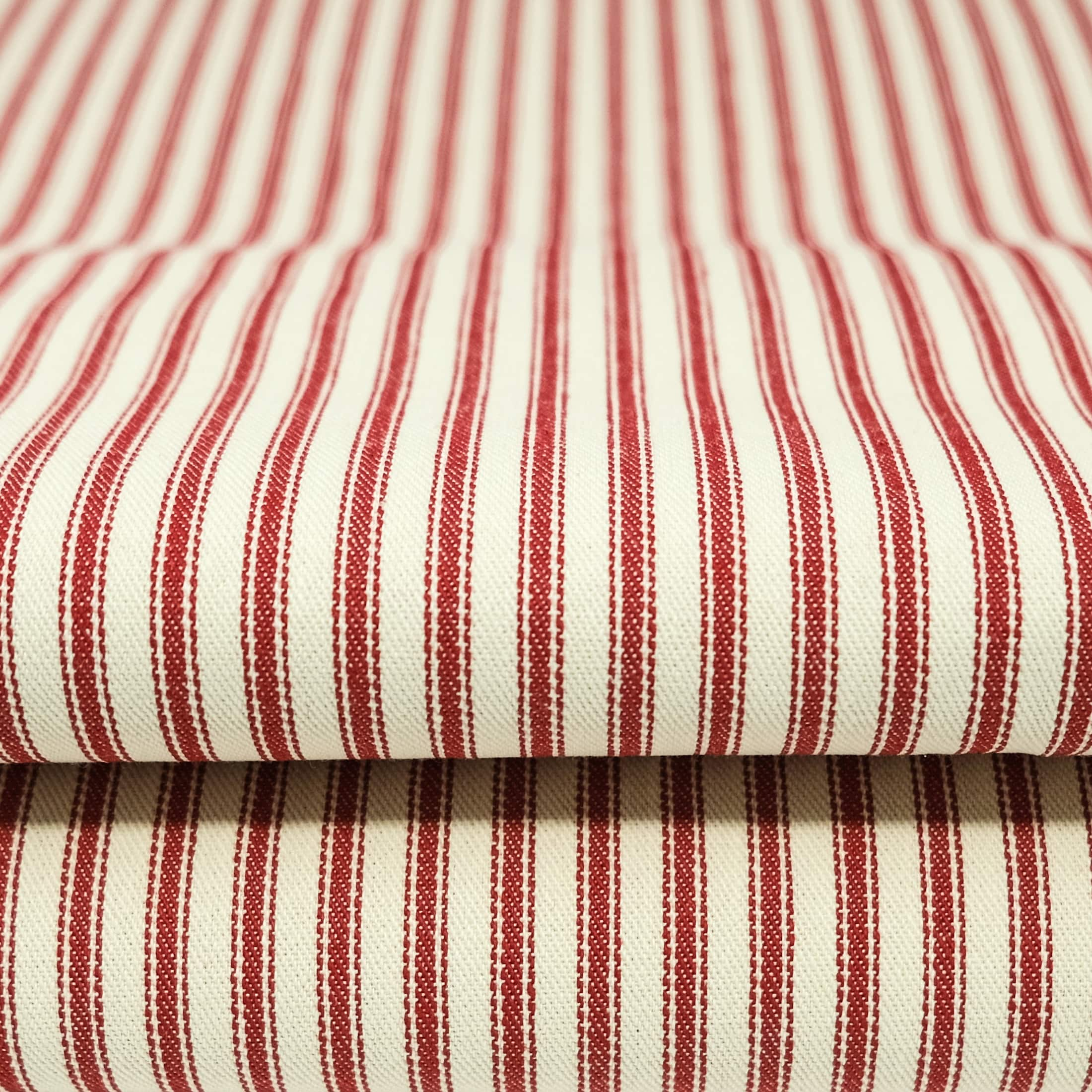 Roc-Lon Woven Stripe Ticking Red Fabric