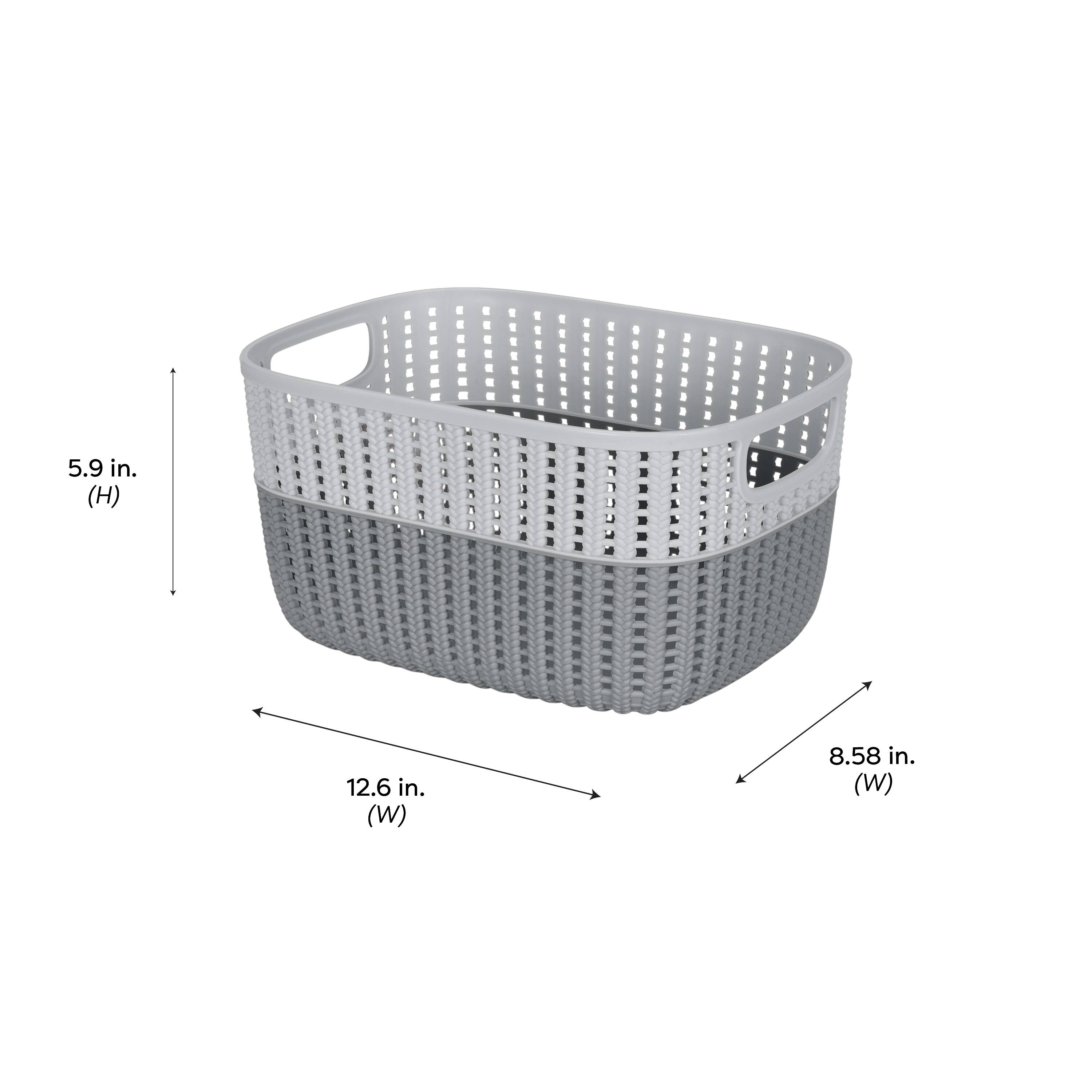 Simplify Medium Gray 2-Tone Decorative Storage Basket