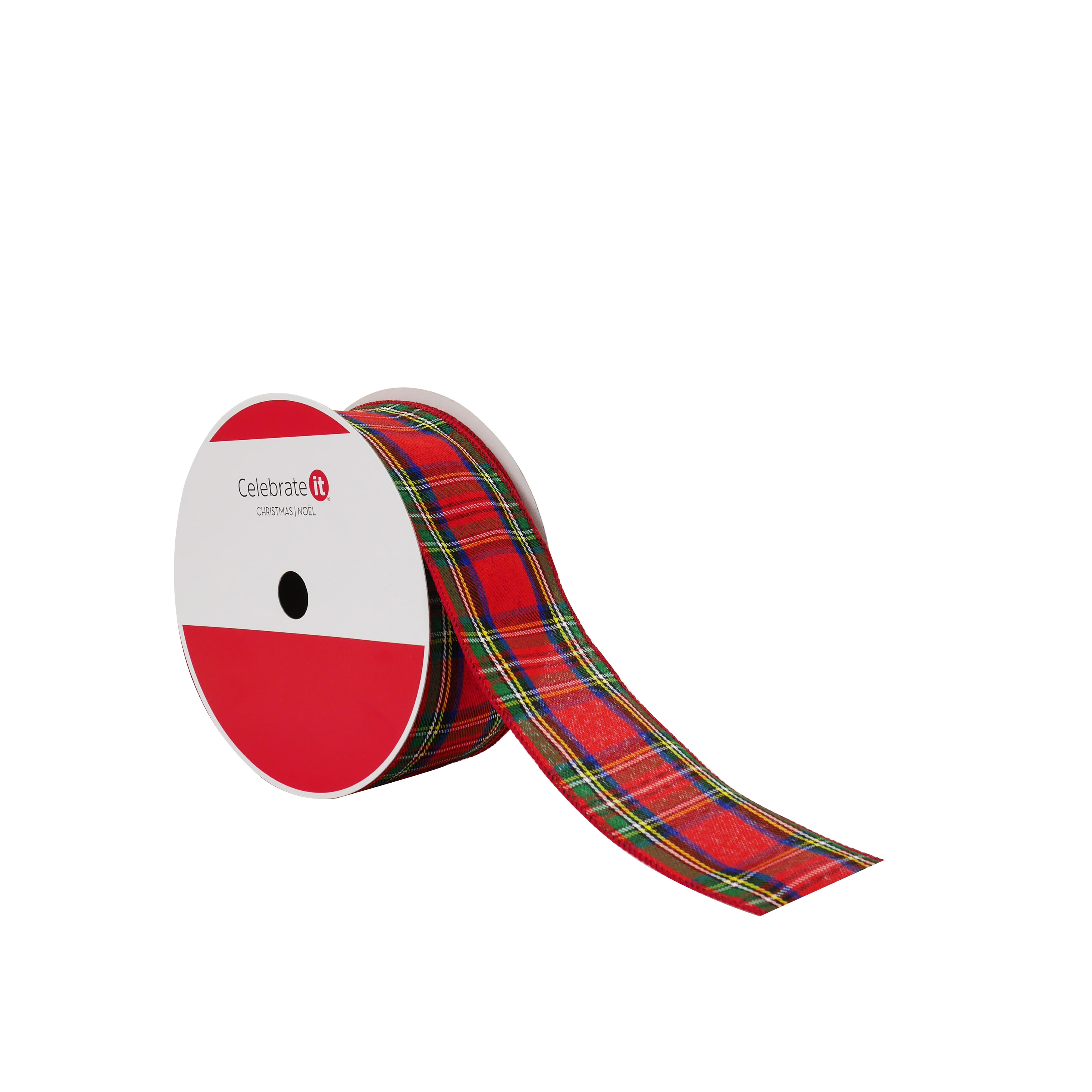 2.5&#x22; x 80ft. Red Tartan Wired Jumbo Ribbon by Celebrate It&#xAE;