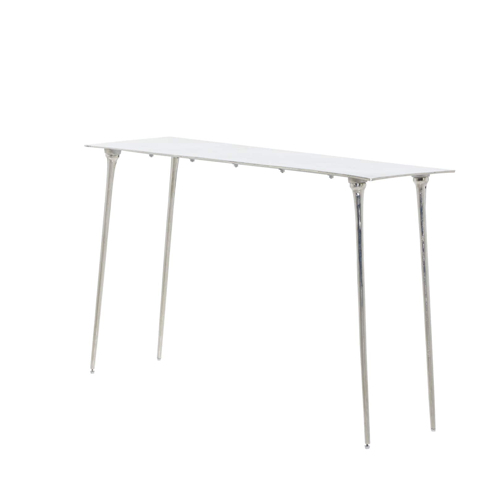 Silver Aluminum Glam Console Table, 50" x 15" x 31"