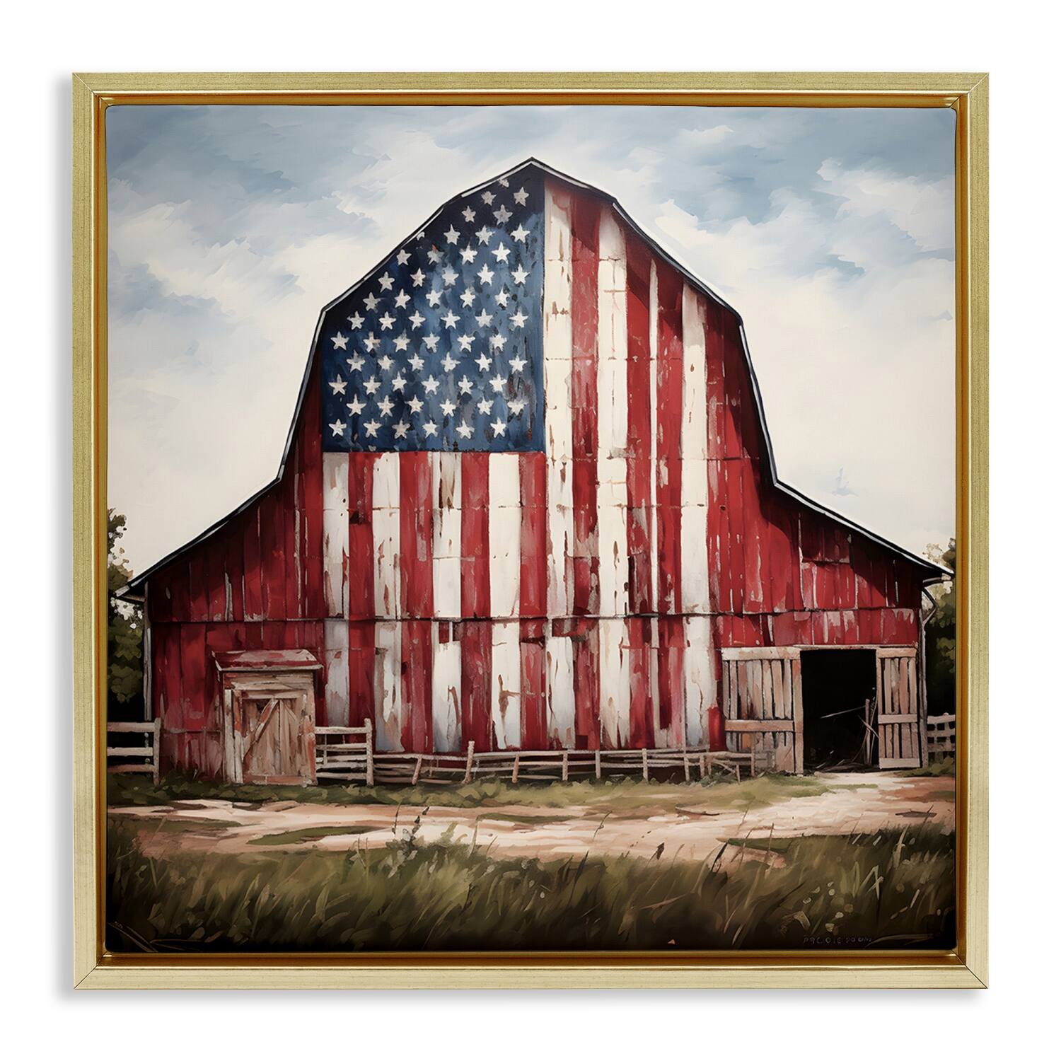 Stupell Industries Americana Barn View Floater Framed Art