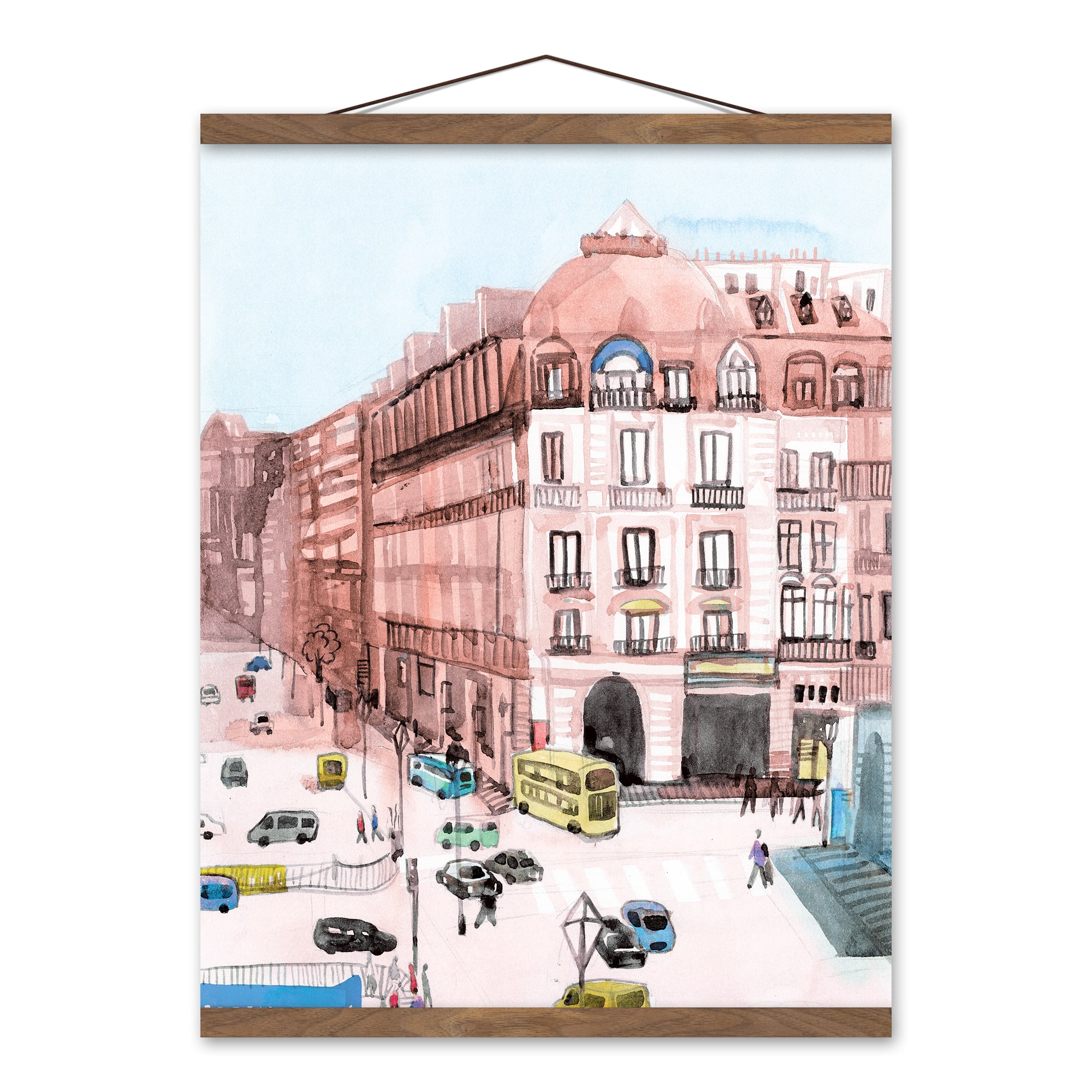 Blush Downtown Teak Hanging Canvas