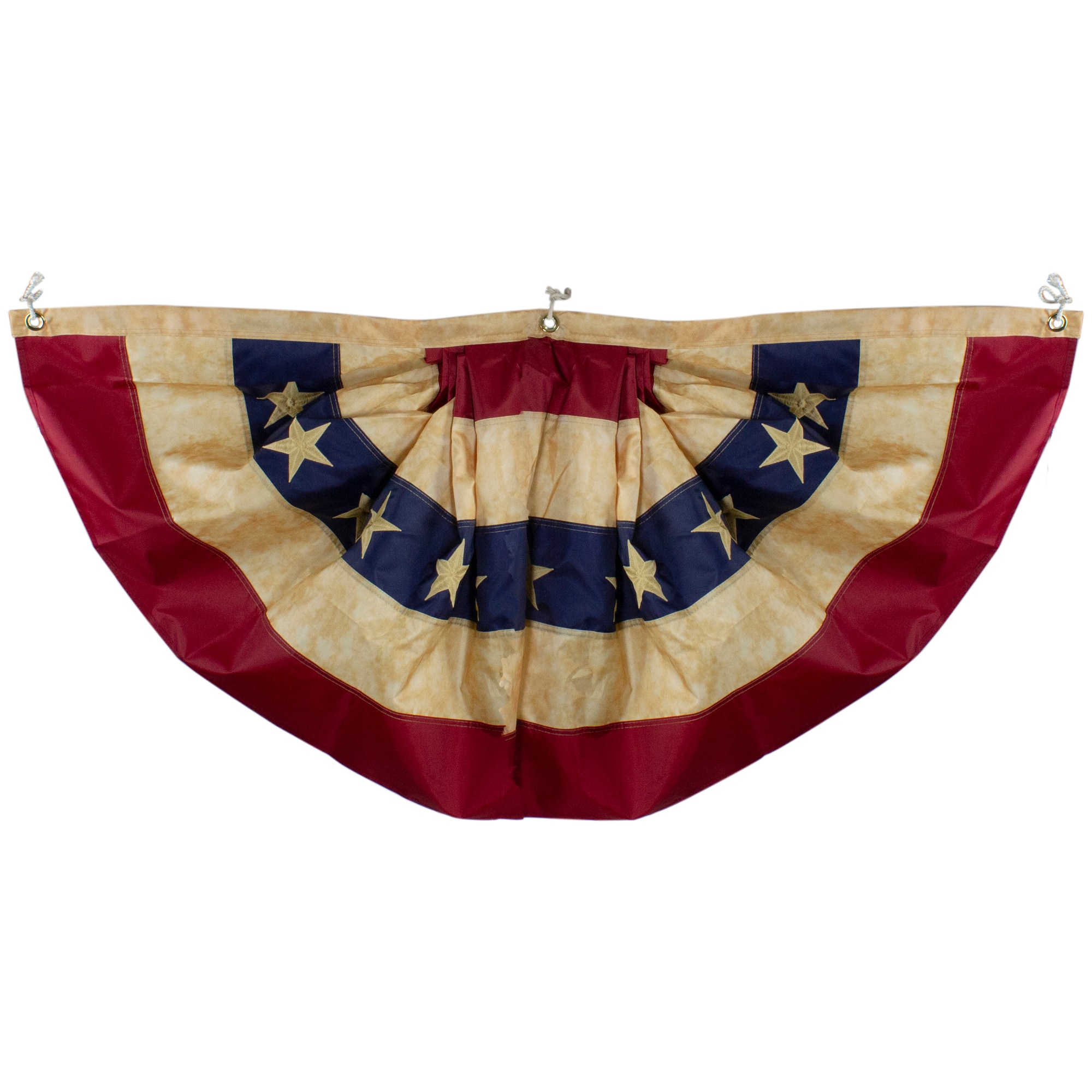 Patriotic Americana Tea-Stained Pleated Bunting Flag, 24&#x22; x 48&#x22;