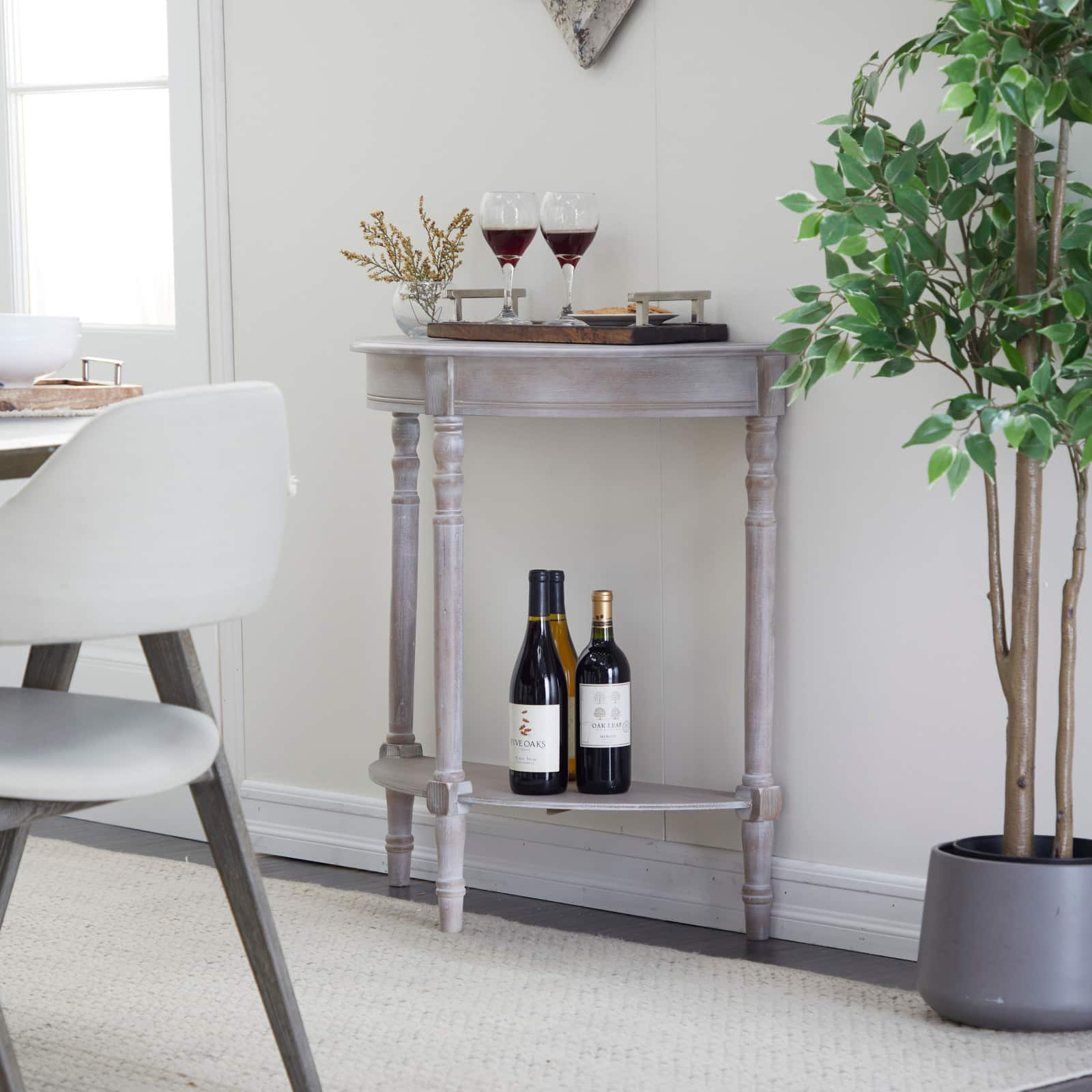 Light Brown Traditional Wood Console Table