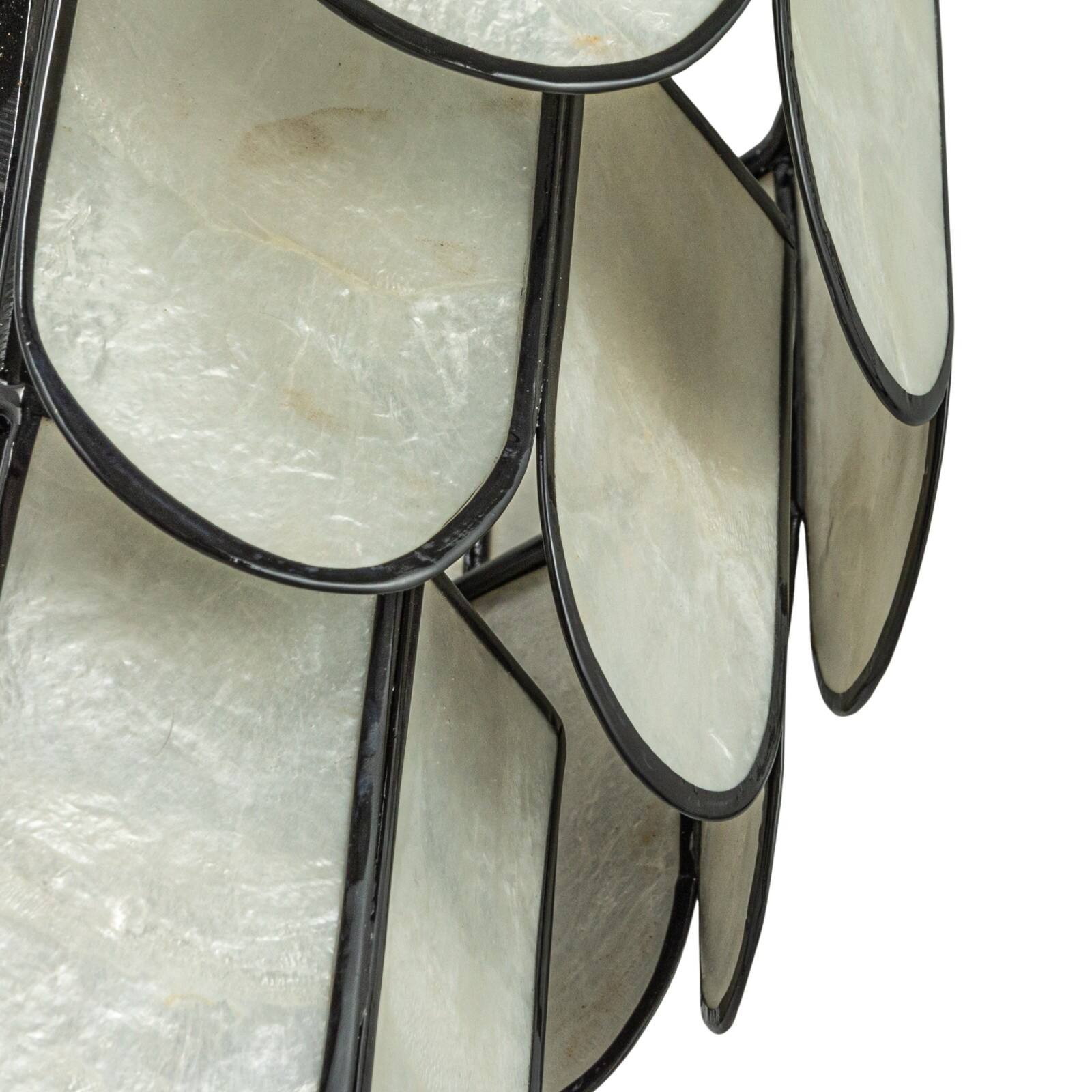 Hello Honey&#xAE; Black Finish Laminated Capiz Tiered Wall Sconce