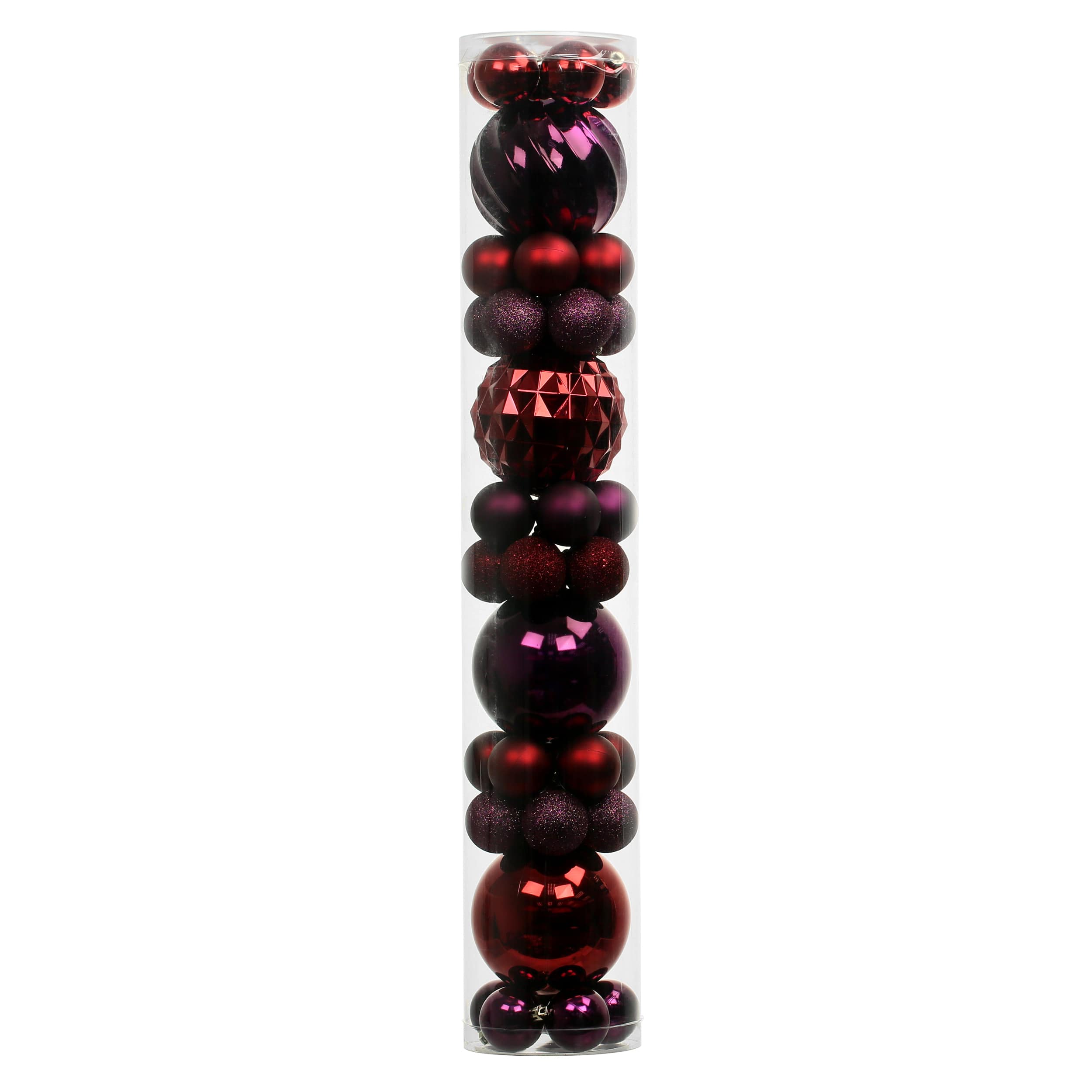 44 Pack 44mm &#x26; 120mm Dark Red Shatterproof Ball Ornaments by Ashland&#xAE;
