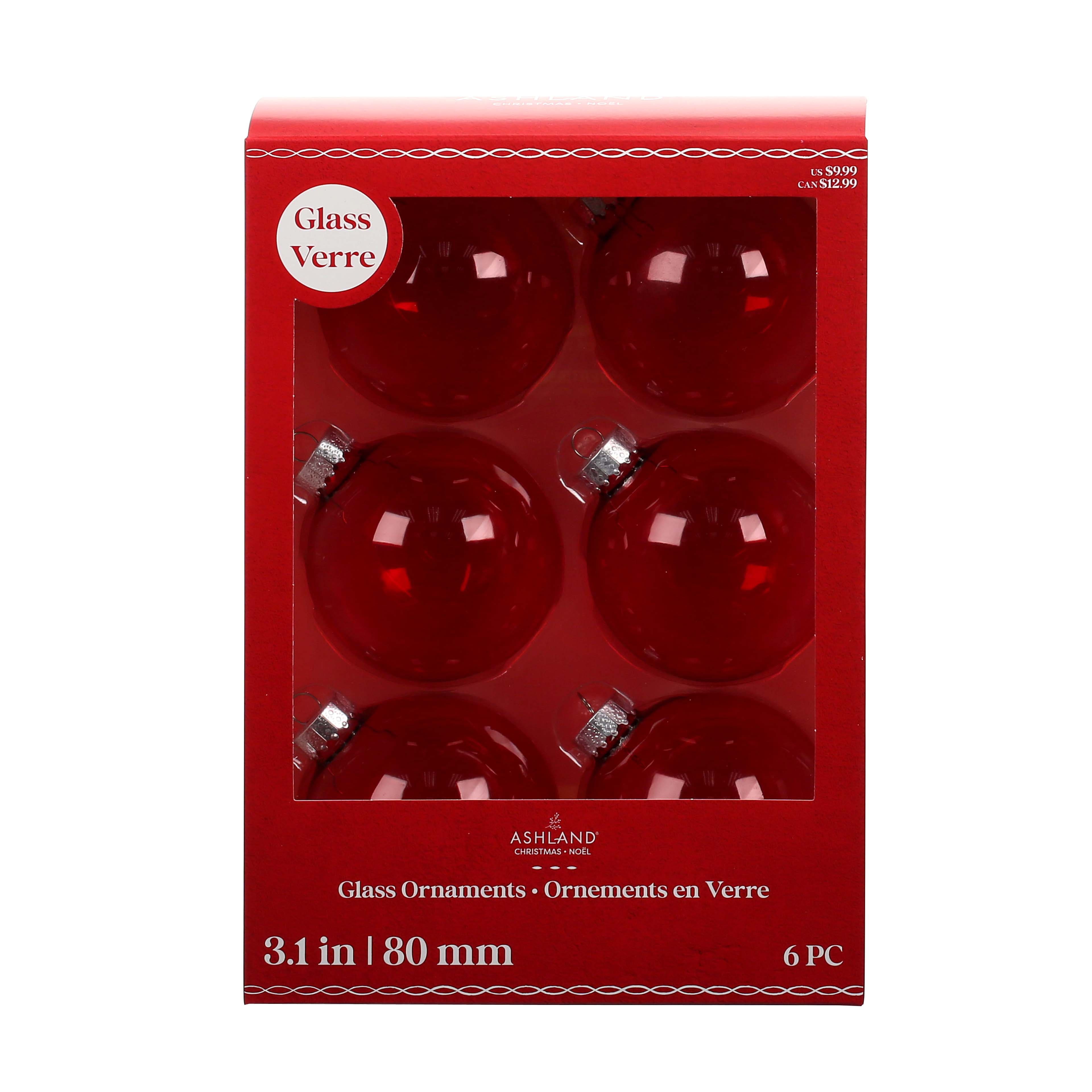 6 Pack 3&#x22; Clear Red Ornaments by Ashland&#xAE;