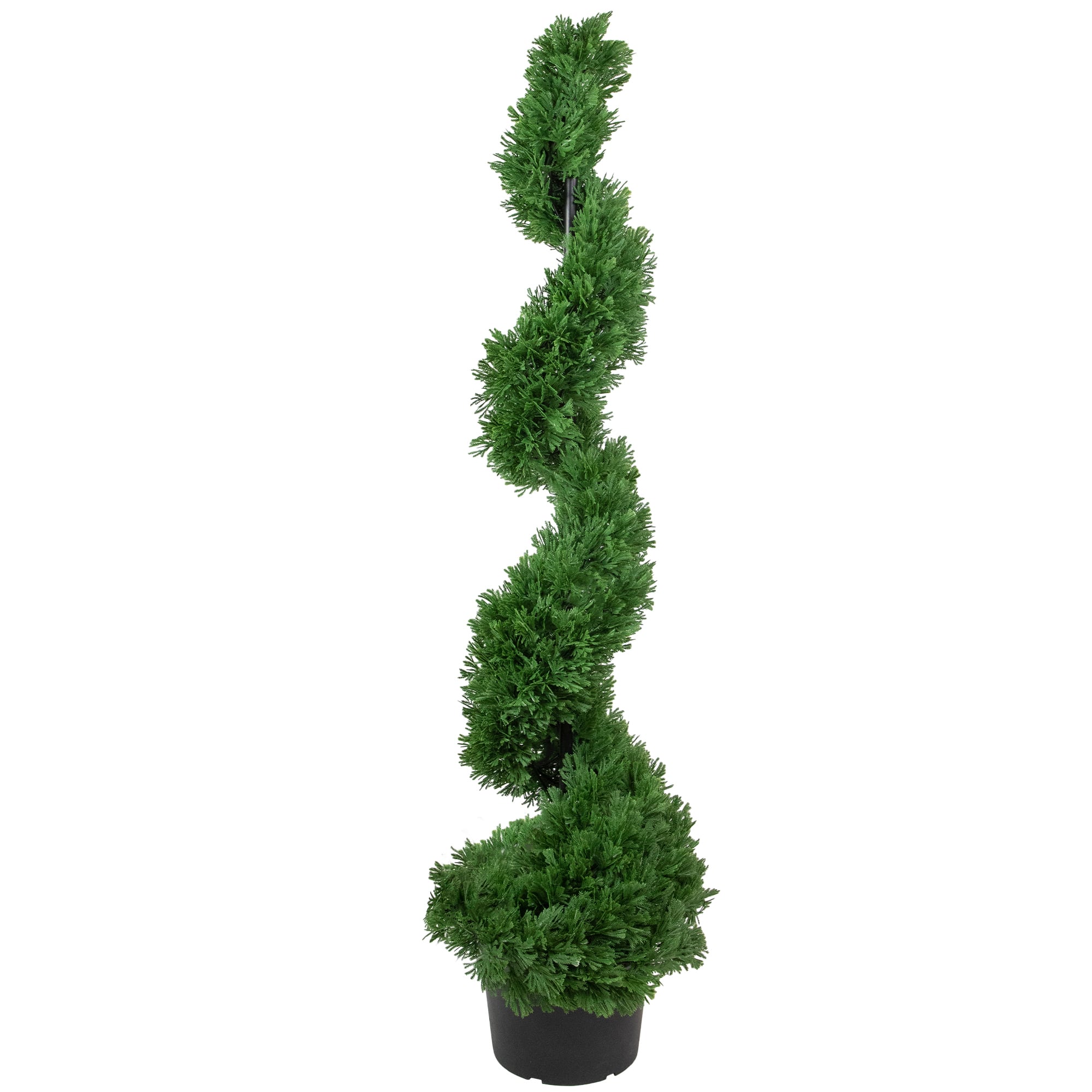4ft. Unlit Artificial Cedar Spiral Topiary Tree in Black Pot