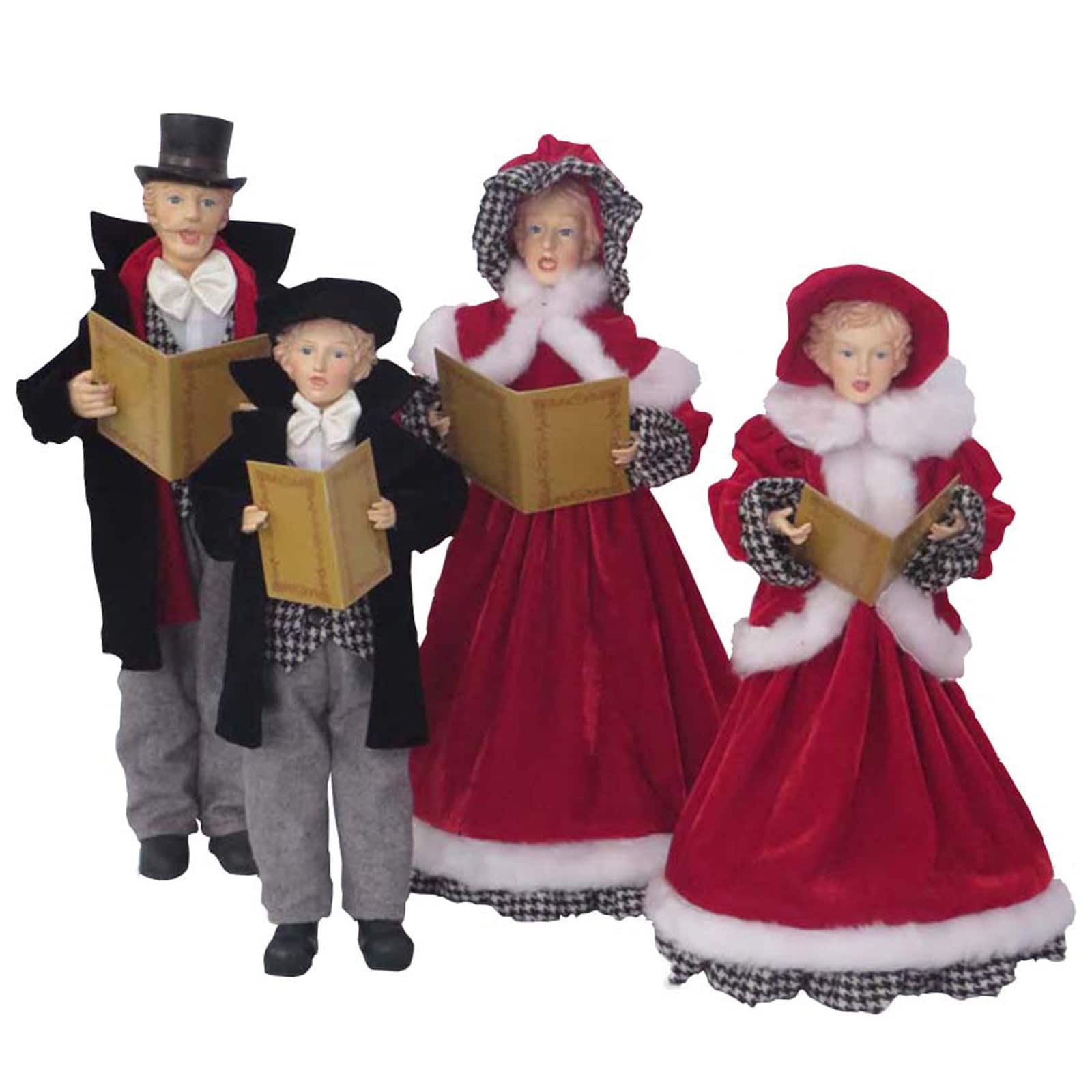 Santa's Workshop Black & Red Houndstooth Carolers Set