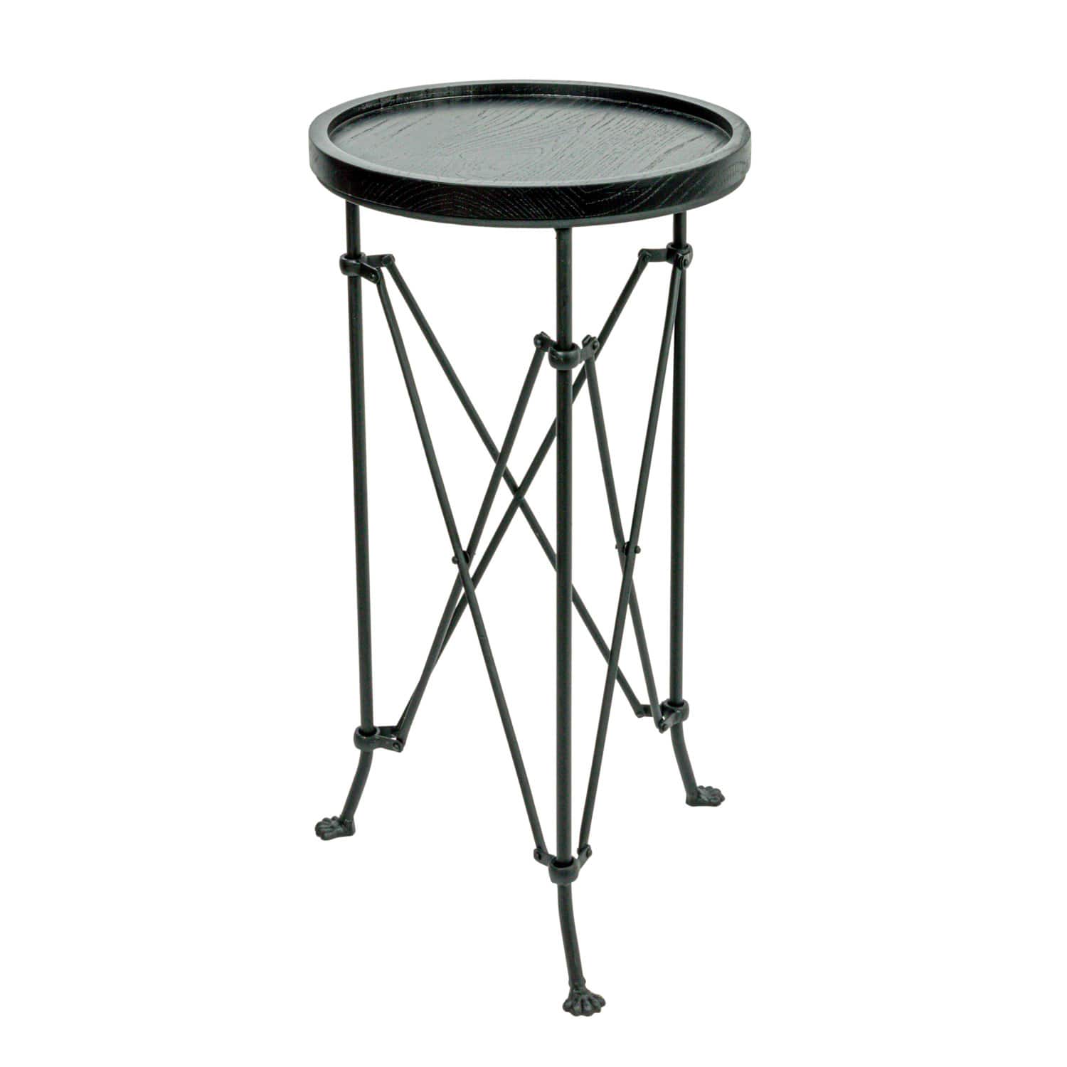 Hello Honey&#xAE; 2ft. Black Wood Top Modern Round Metal Accent Table