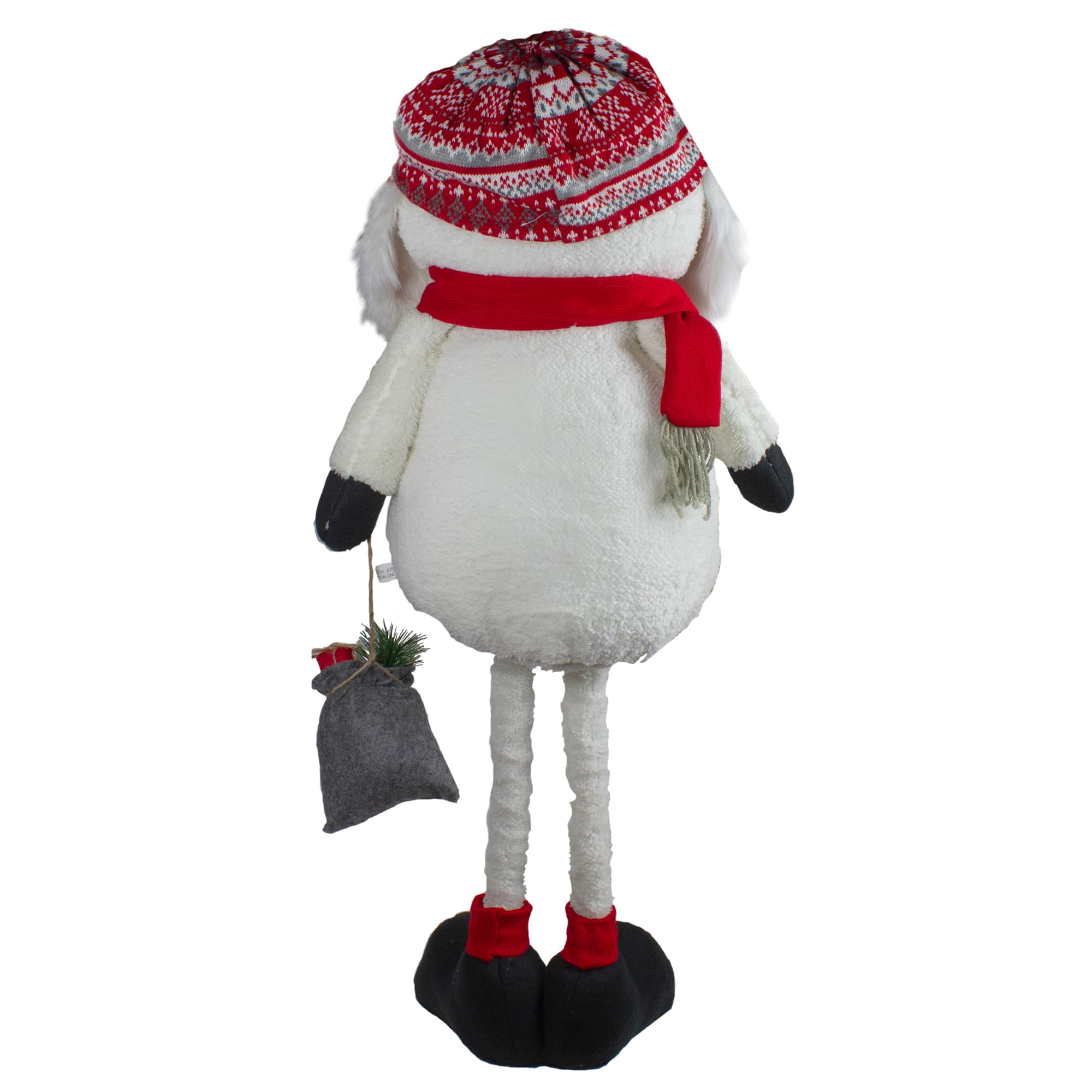 Plush Snowman with a Bag of Present and Telescopic Legs Christmas Figure - 33"