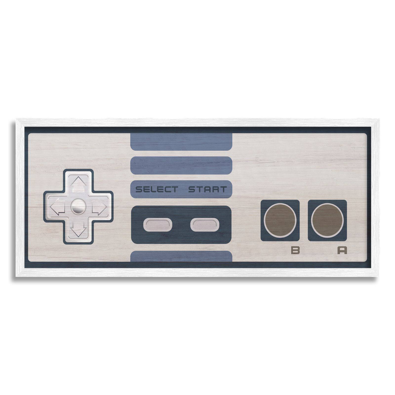 Stupell Industries Vintage Video Game Entertainment System Classic Controller Blue Framed Wall Art