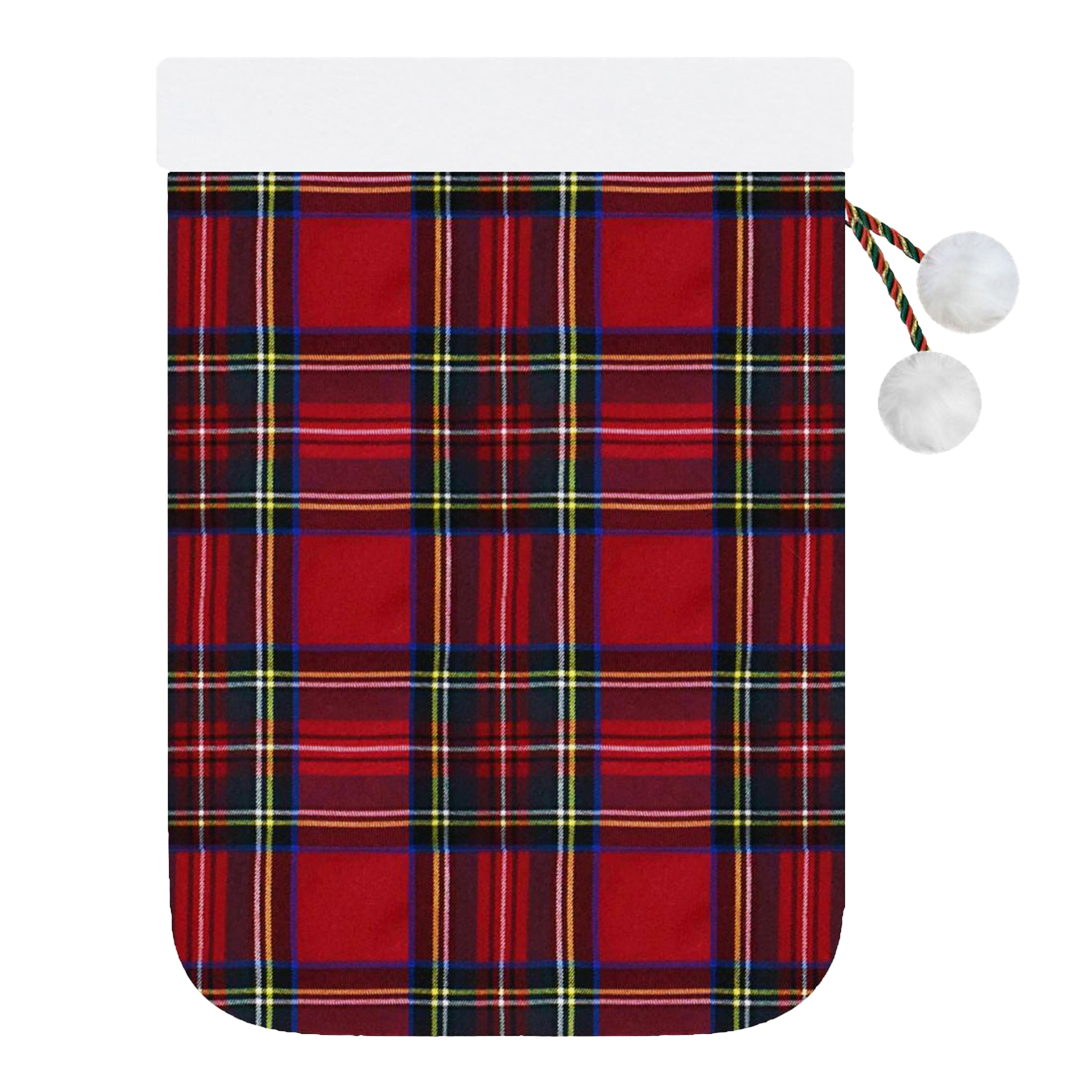 Haute Decor 28" Red Plaid Drawstring Christmas Santa Bag