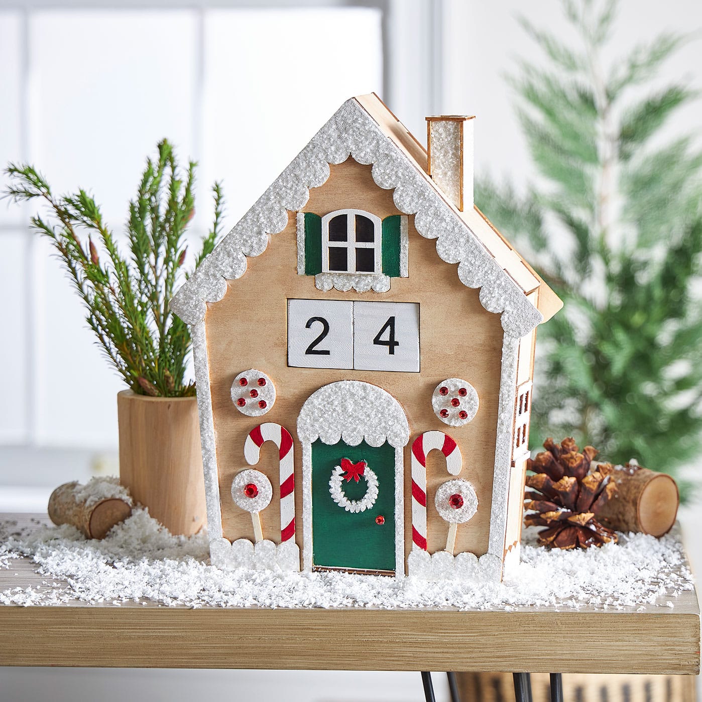 Wood Gingerbread House Christmas Countdown